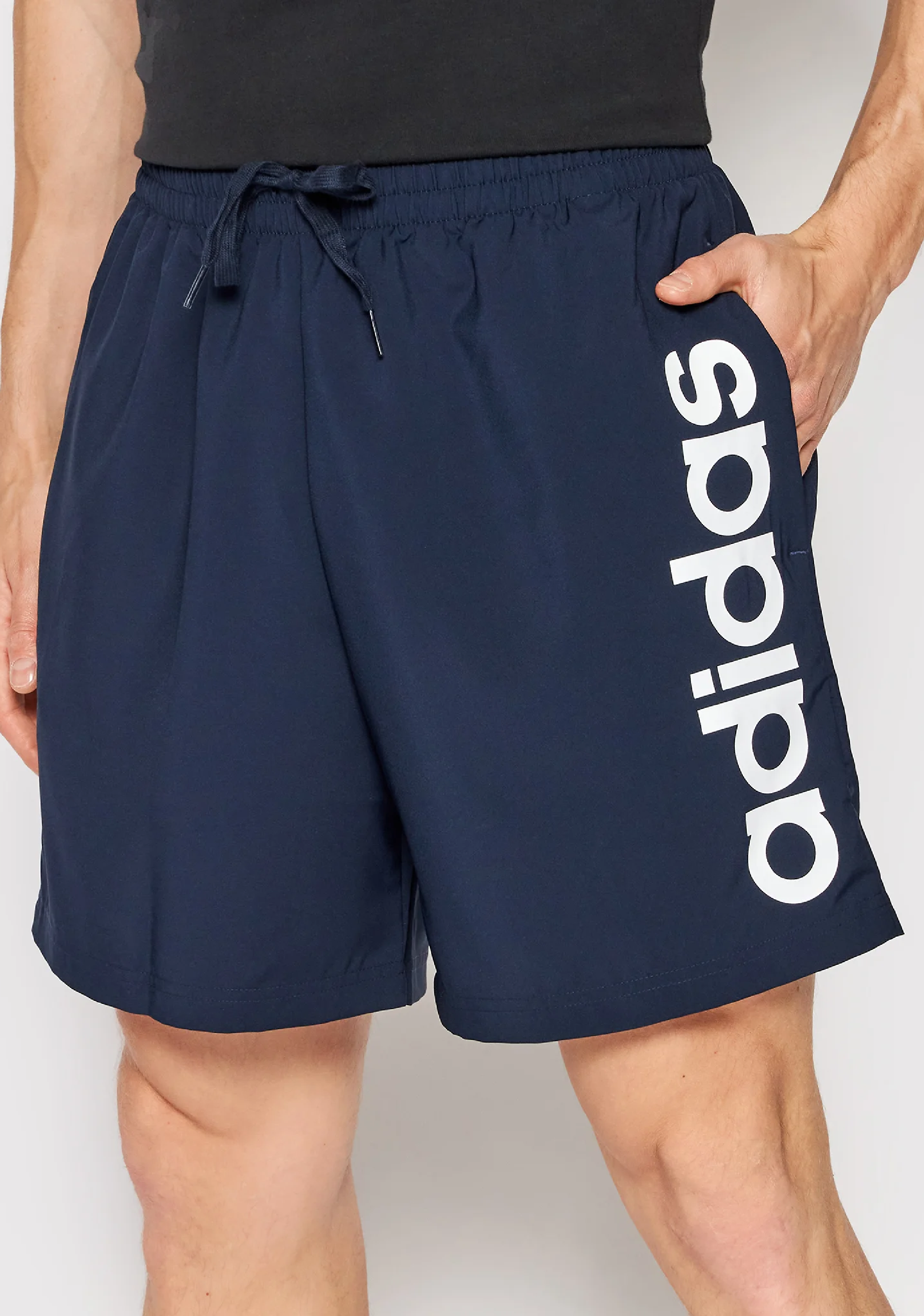 Adidas Men's Linear Logo Chelsea Shorts - Navy Blue Comfortable Athletic Shorts for Running, Gym & Casual Wear