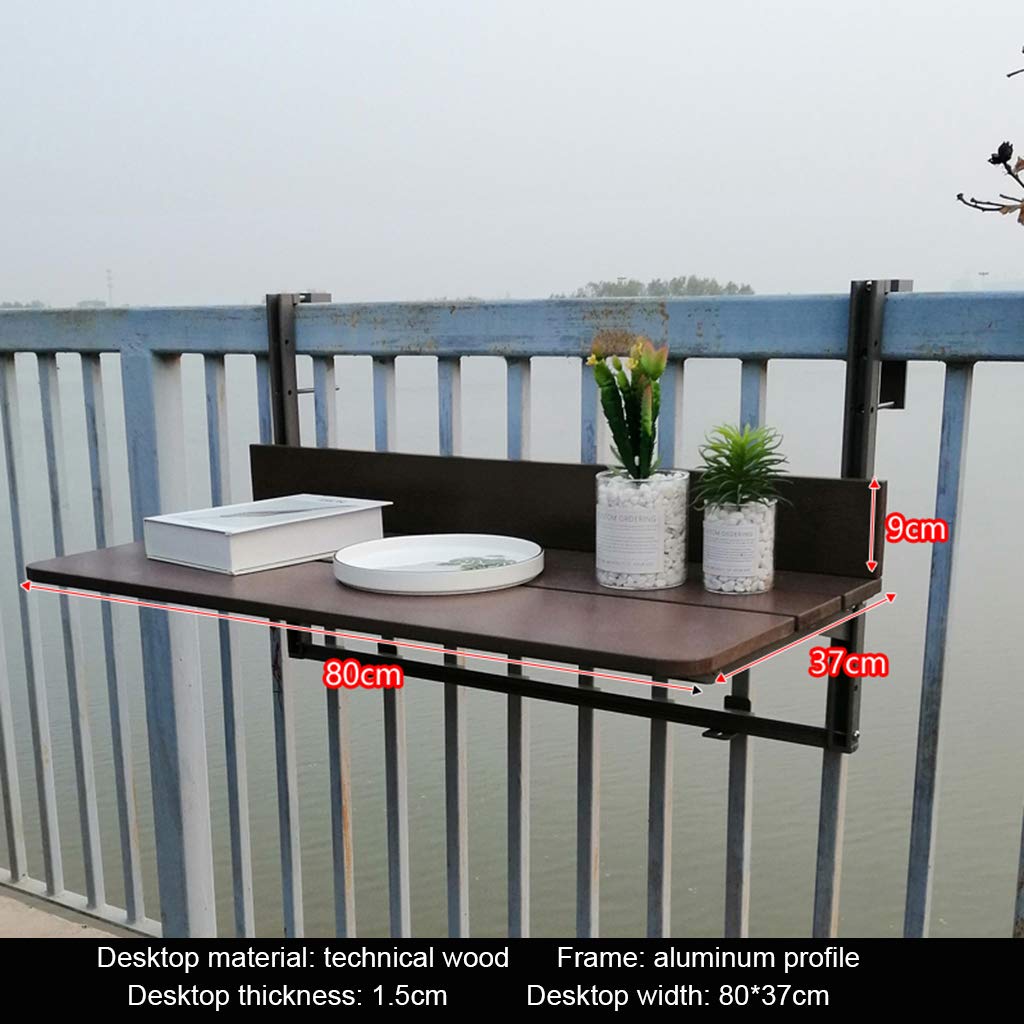 Foldable Hanging Table for Outdoor Balcony Railing - Space-Saving Folding Desk for Laptop, Dining, or Home Bar | Durable 1.5