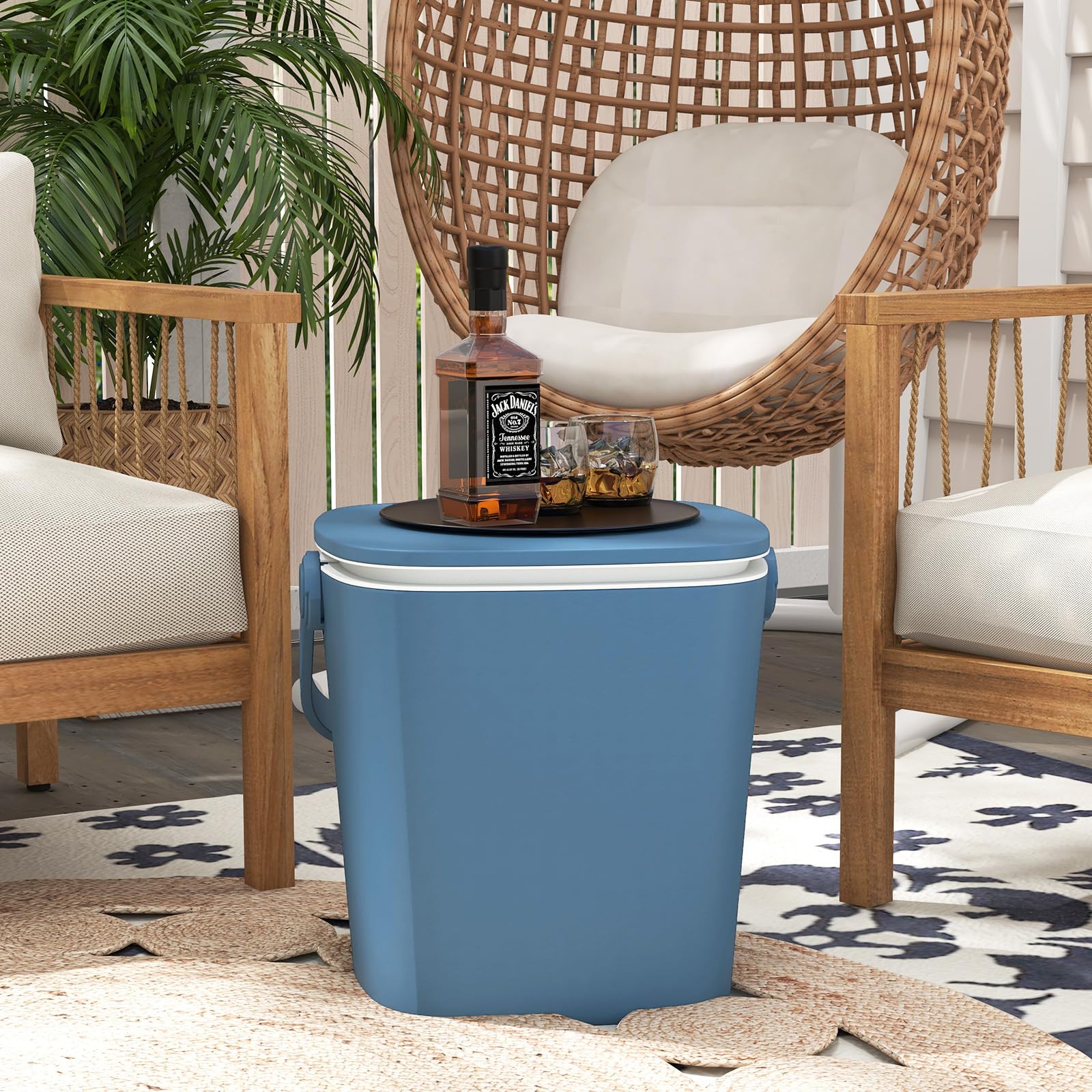 Goplus 4 Gallon All-Weather Cooler Table - Portable Beer & Wine Cooler with Handle, Bottle Opener & Lift Top Lid - 3-in-1 Outdoor Side Table for Patio, Poolside, Camping, Picnic & Tailgating Parties