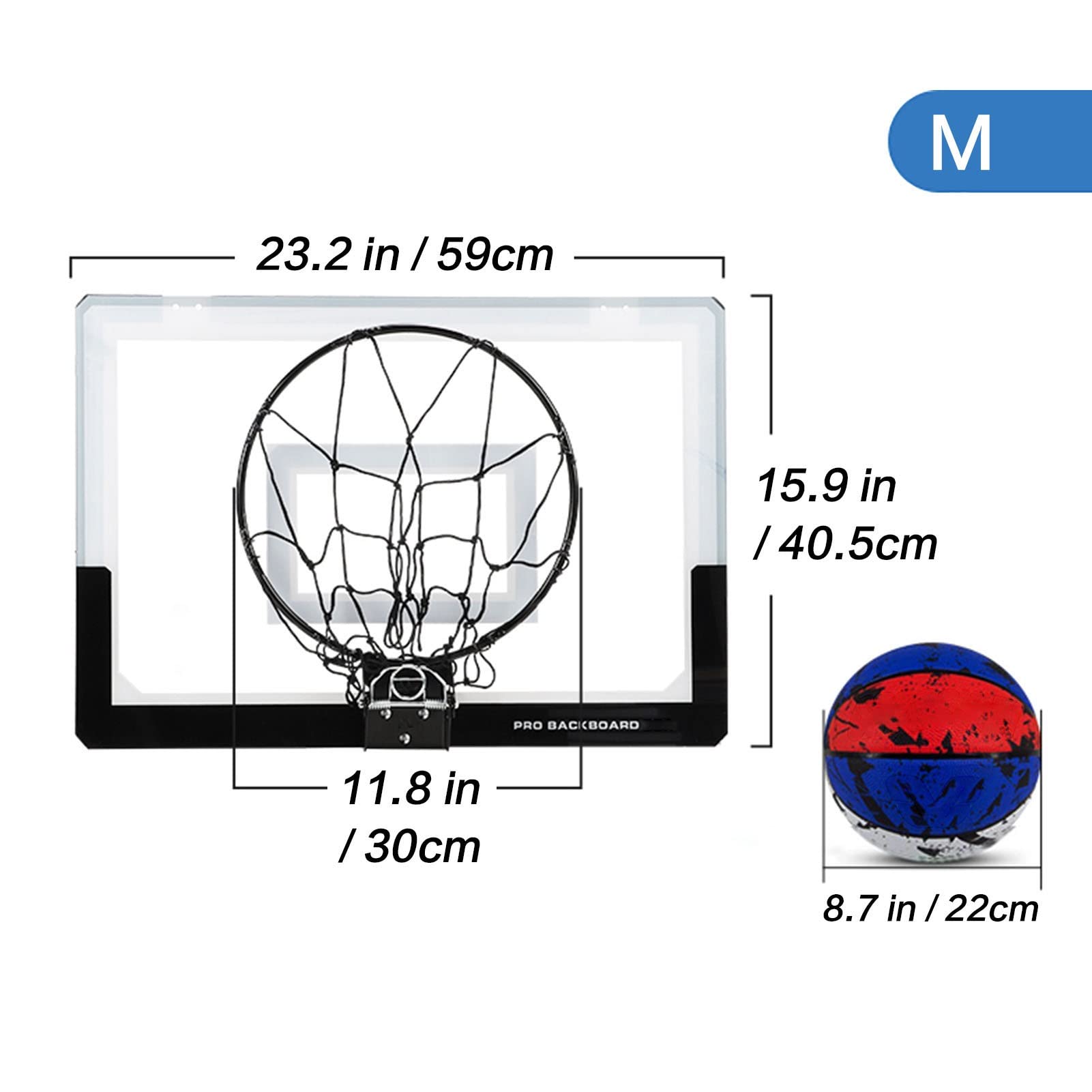 YLWX Portable Over The Door Basketball Hoop for Adults & Kids - Indoor/Outdoor Mini Basketball Goal with 30cm Backboard & 2 Balls - Perfect for Home, Office, Gym, and Backyard Play