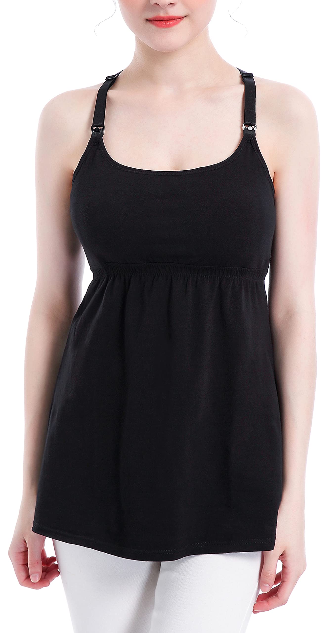 Comfortable Cotton Nursing Tank Top with Built-in Shelf Bra - Maternity Cami for Breastfeeding & Pregnancy - Perfect for Nursing, Lounging & Everyday Wear