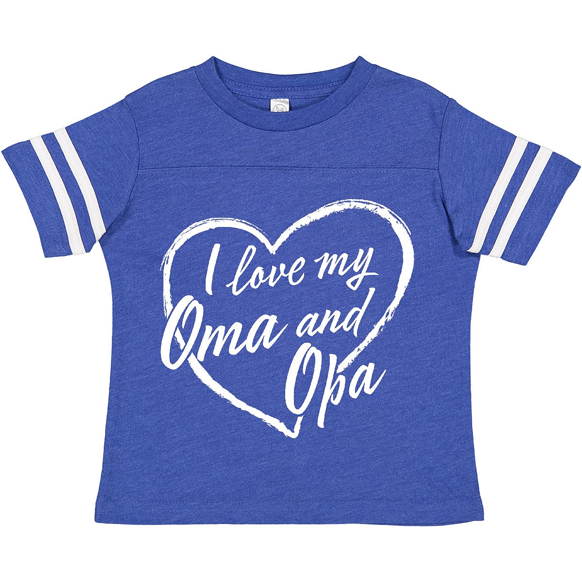 Inktastic I Love My Oma and Opa White Chalk Heart Toddler T-Shirt - Cute Grandparent Apparel for Toddlers & Family Reunions