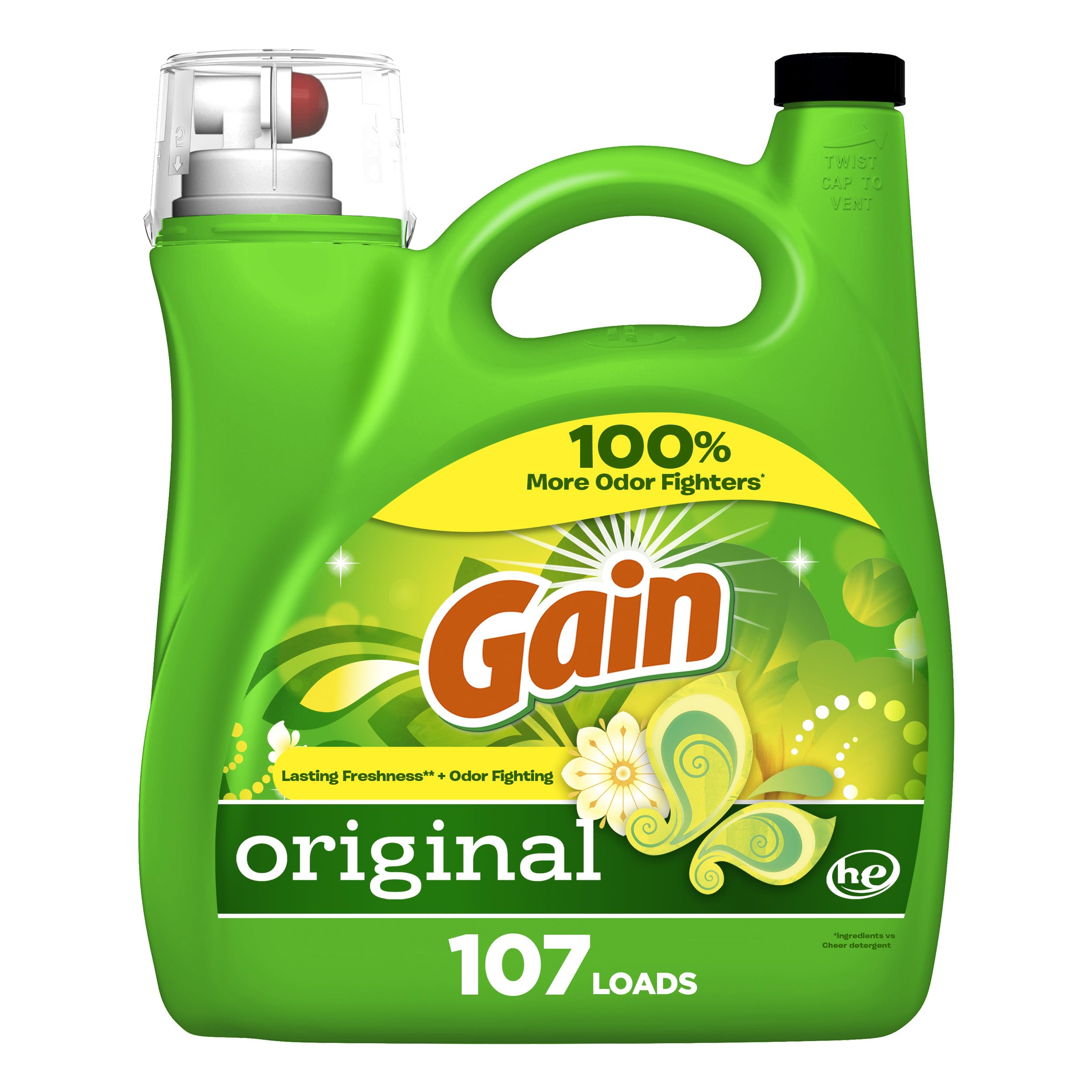 Gain + Aroma Boost Laundry Detergent Liquid - Original Scent, 107 Loads, 154 fl oz, HE Compatible with Febreze & Oxi Clean | Fresh Scent Laundry Soap for Clothes, Sheets & Towels | Perfect for Families, Gym Clothes & Pet Bedding