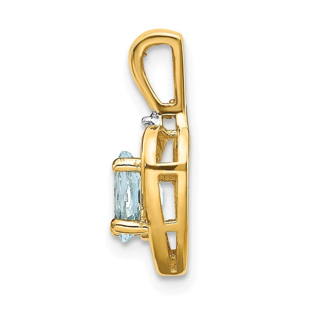 14K Yellow Gold Diamond & 0.38-Carat Oval Aquamarine Pendant Necklace - Roy Rose Jewelry | Elegant Birthstone Gift for Women, Perfect for Anniversary, Birthday & Special Occasions