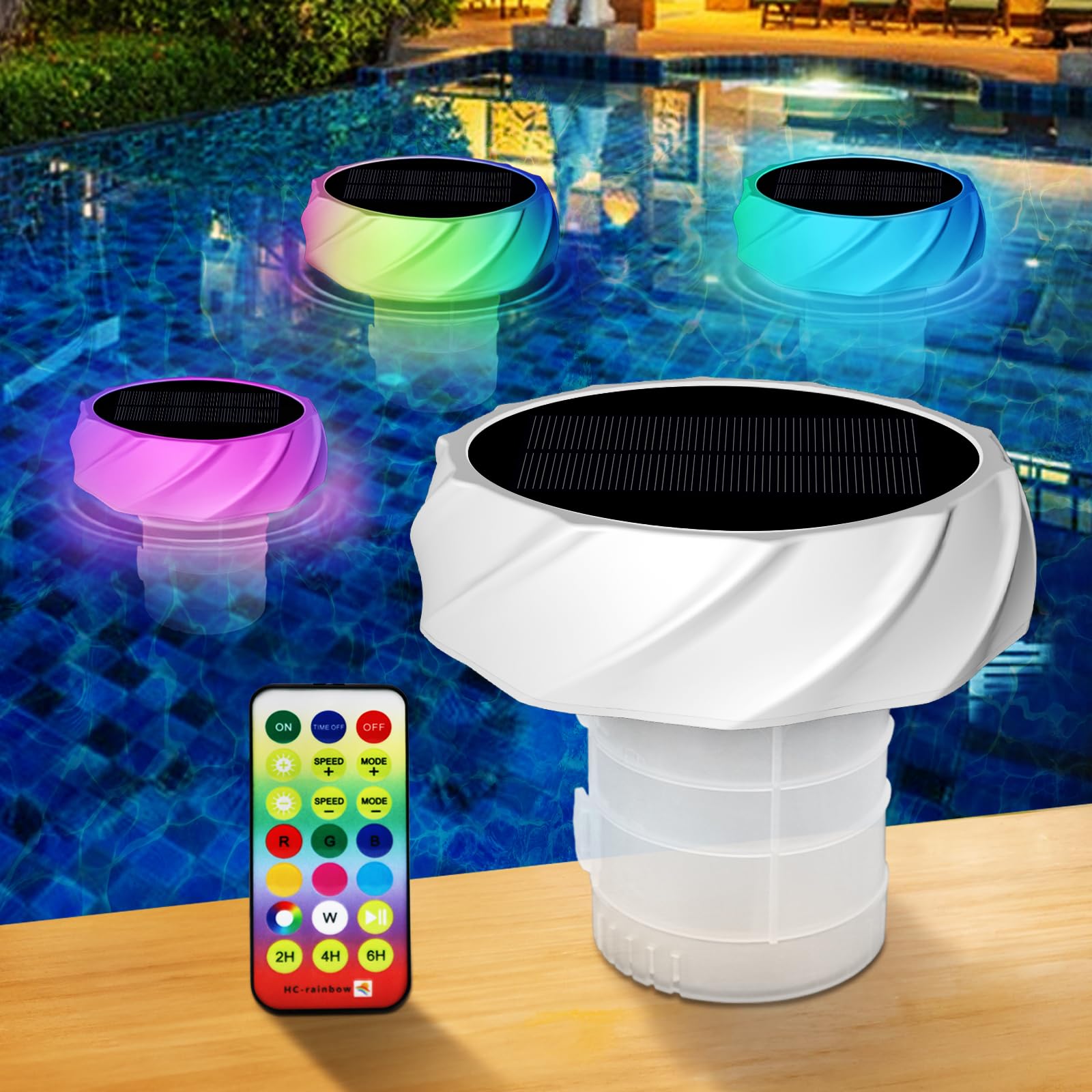 Solar-Powered Pool Chlorine Floater with Adjustable Vent - Floating Chlorine Dispenser for 3
