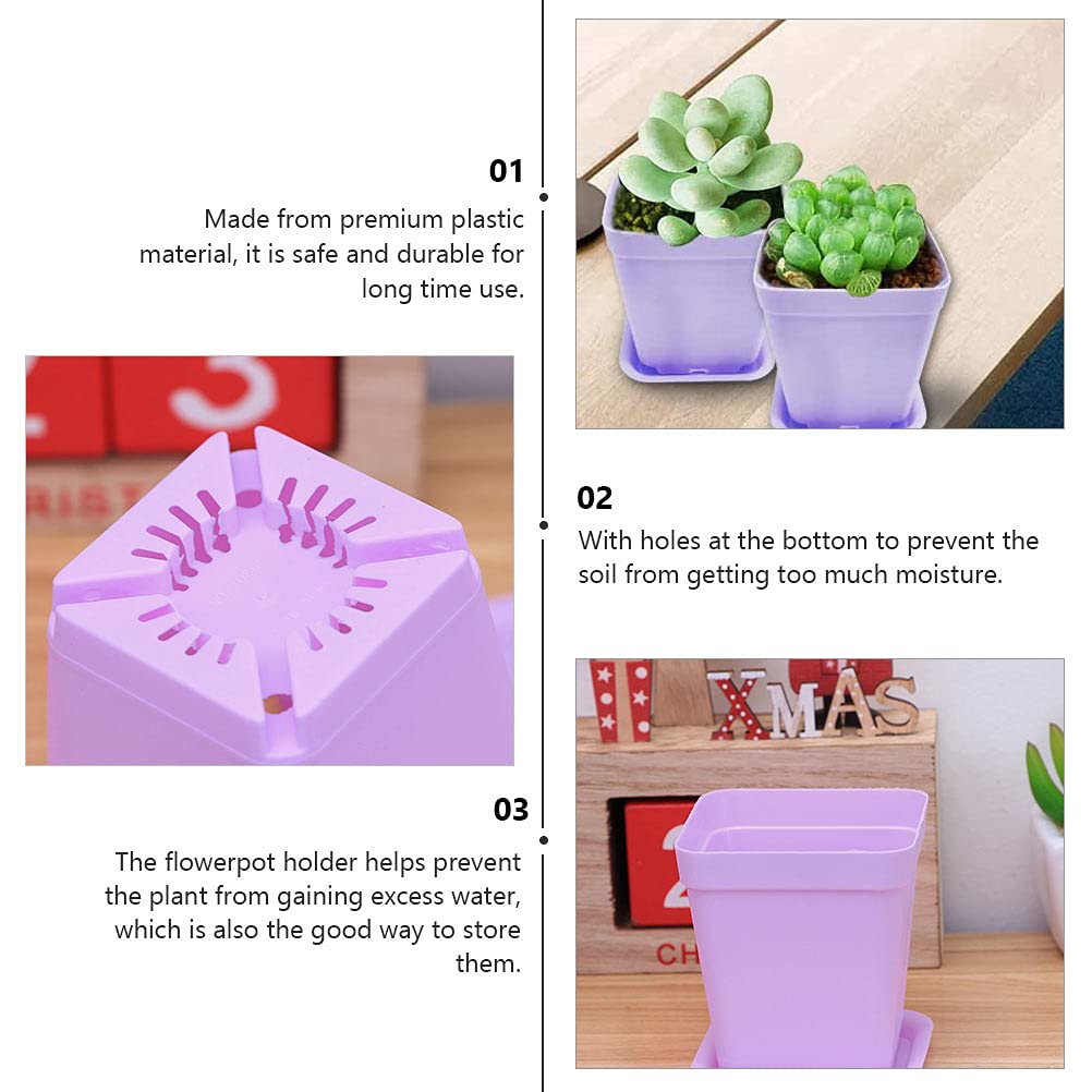 24-Piece Small Square Plastic Flower Pots Set - Housoutil Planters for Indoor/Outdoor Plants, Succulents, Herbs - Durable & Lightweight Garden Containers for Home Decor, Balcony, Office
