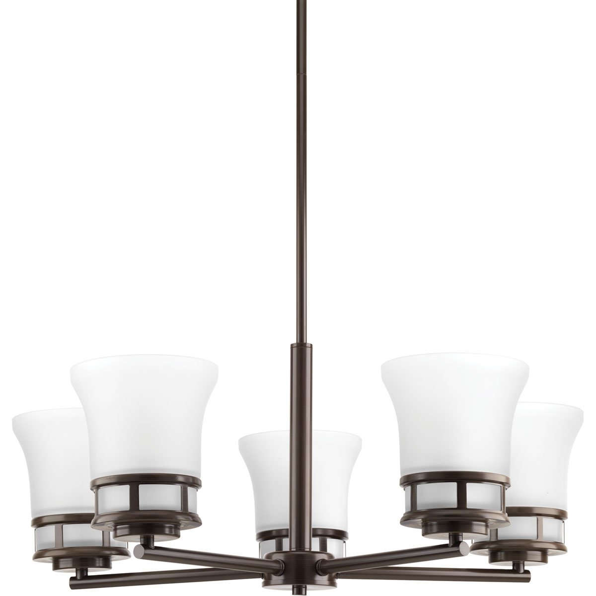 Cascadia Collection 5-Light Coastal Chandelier - Etched Glass & Antique Bronze Finish - Perfect for Beach House, Coastal Decor & Dining Room Lighting