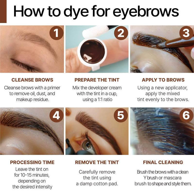Korean Lash & Brow Tint Kit - Natural Brown Eyelash & Eyebrow Dye for Women | At-Home Salon Quality, Long-Lasting Results for Perfect Eyebrow Shaping & Lash Enhancement