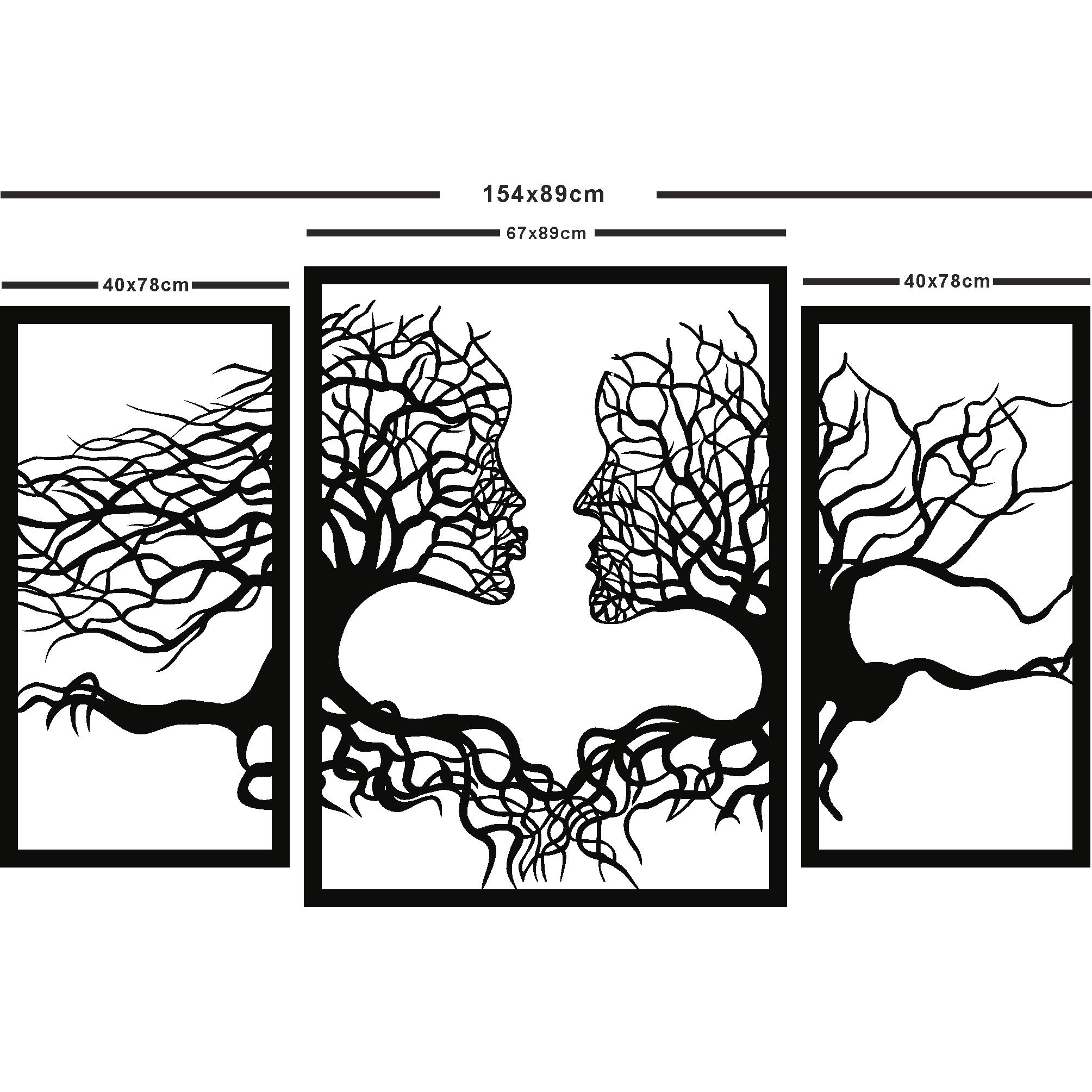 DEKADRON Metal Tree Wall Art - Tree of Life 3 Panel Set, Two-Sided Home Decor, Modern Metal Wall Hangings for Living Room, Bedroom & Office (59