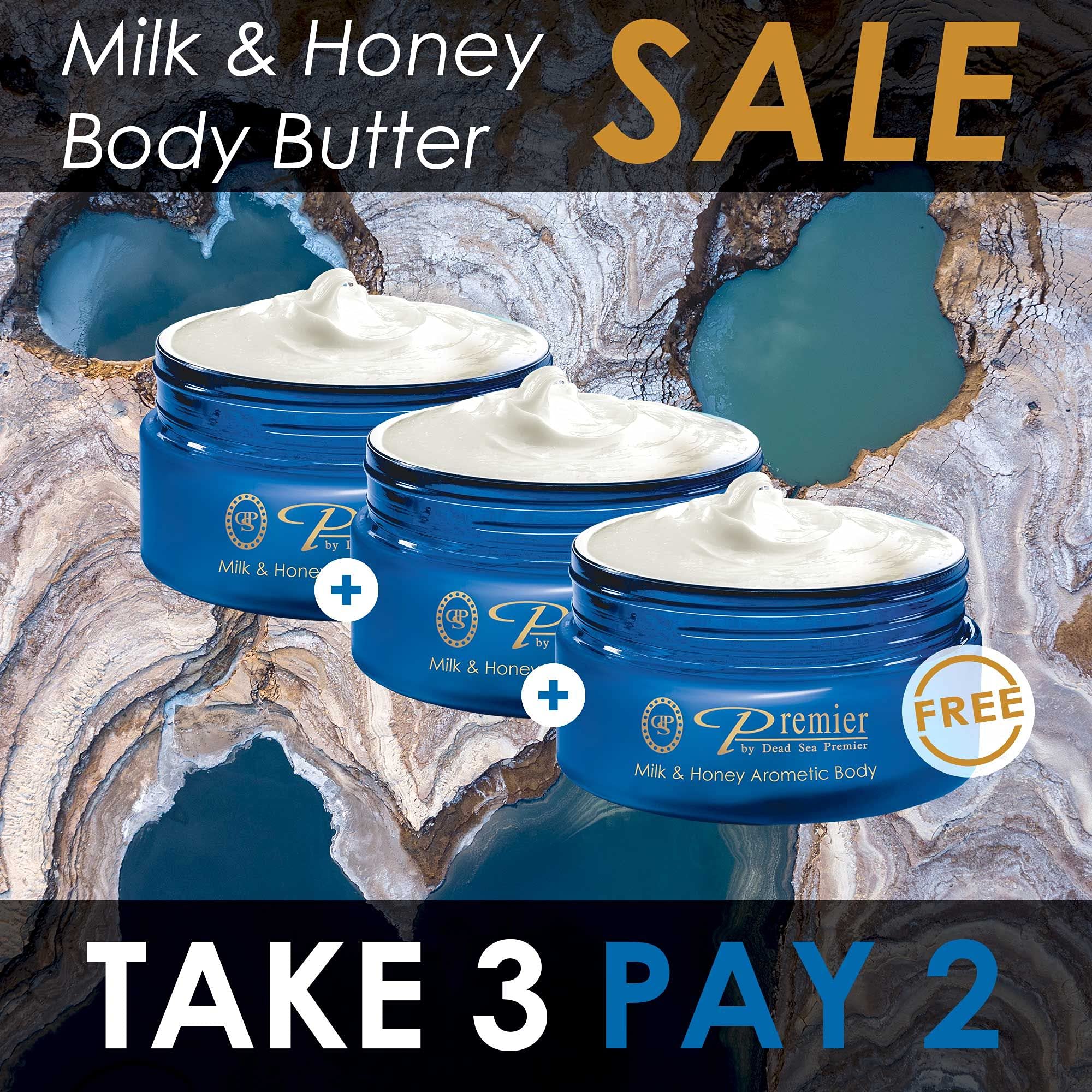 Premier Dead Sea Milk & Honey Aromatic Body Butter – Hydrating Shea Butter for Women & Men, Moisturizing & Firming Anti-Aging Cream for Dry Skin, Hands & Body, 5.95 Fl.oz – Perfect for Daily Skincare Routine & Spa-Like Hydration at Home