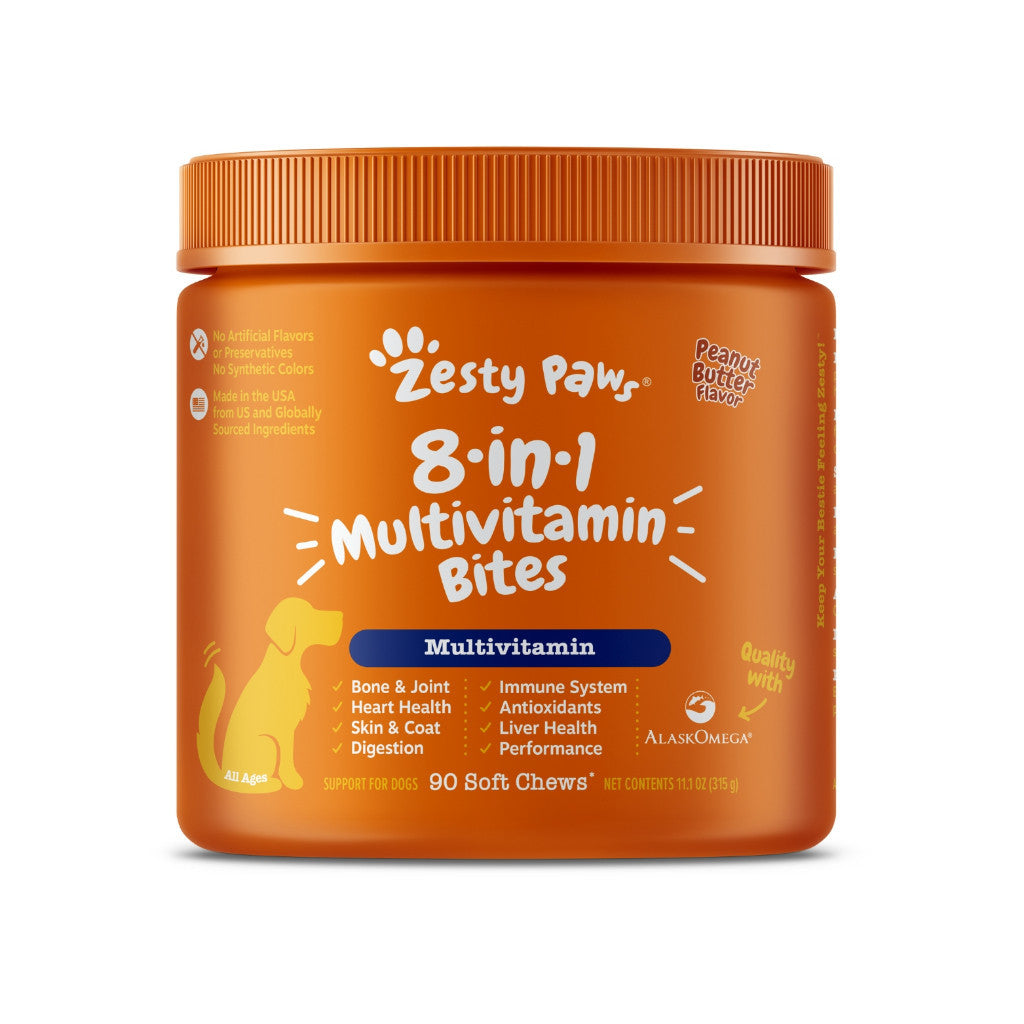 Zesty Paws Multivitamin Bites for Dogs - Immune Support, Skin & Coat Health, Joint Mobility, Digestive & Antioxidant - Natural Flavor - Perfect for Daily Wellness & Active Lifestyles