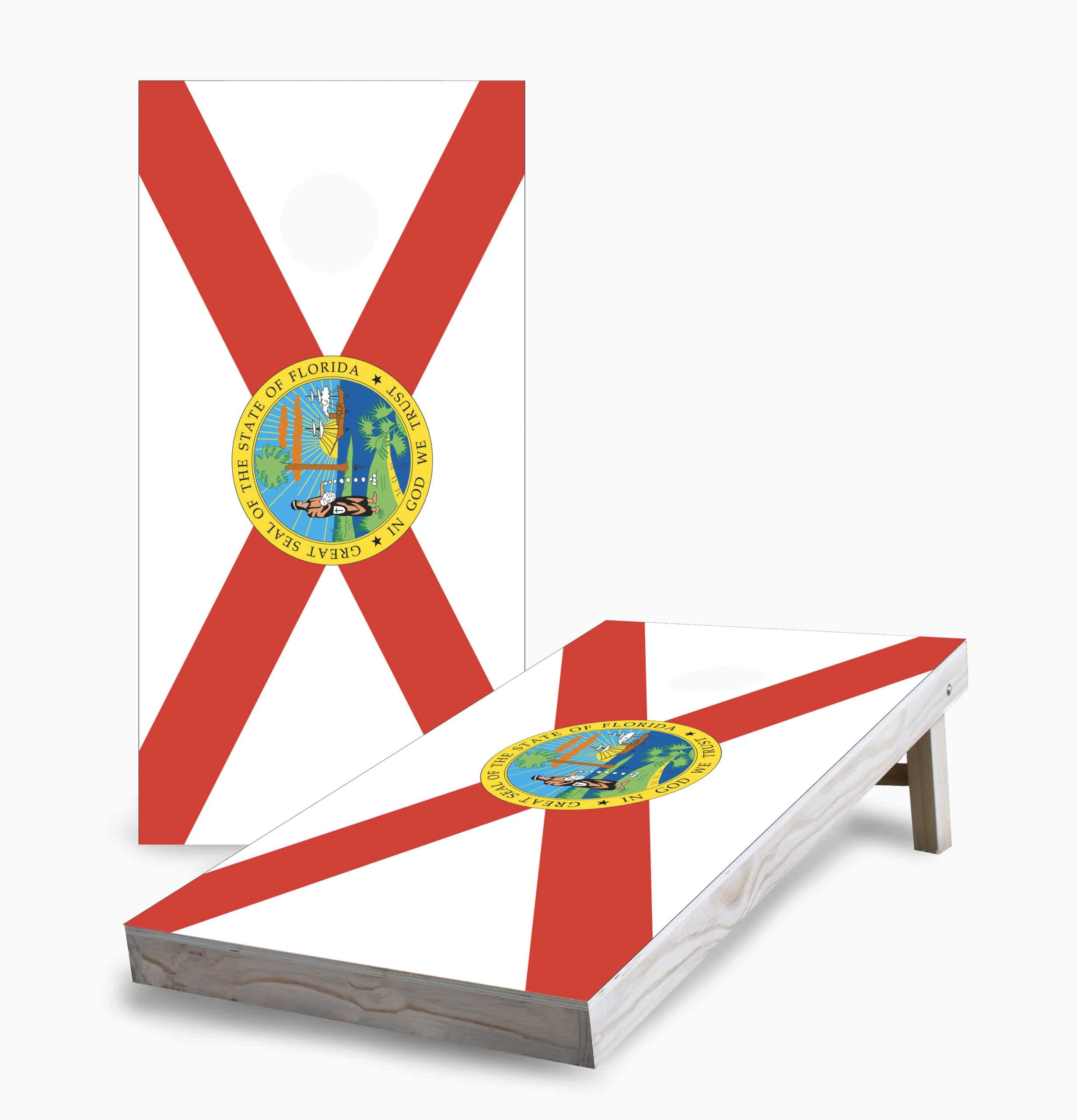 Florida State Flag Cornhole Game Set with 2 Boards & 8 Bags - Outdoor Tailgate Party, Backyard BBQ, College Game Day Fun - Premium Corn Hole Accessories for Adults & Kids