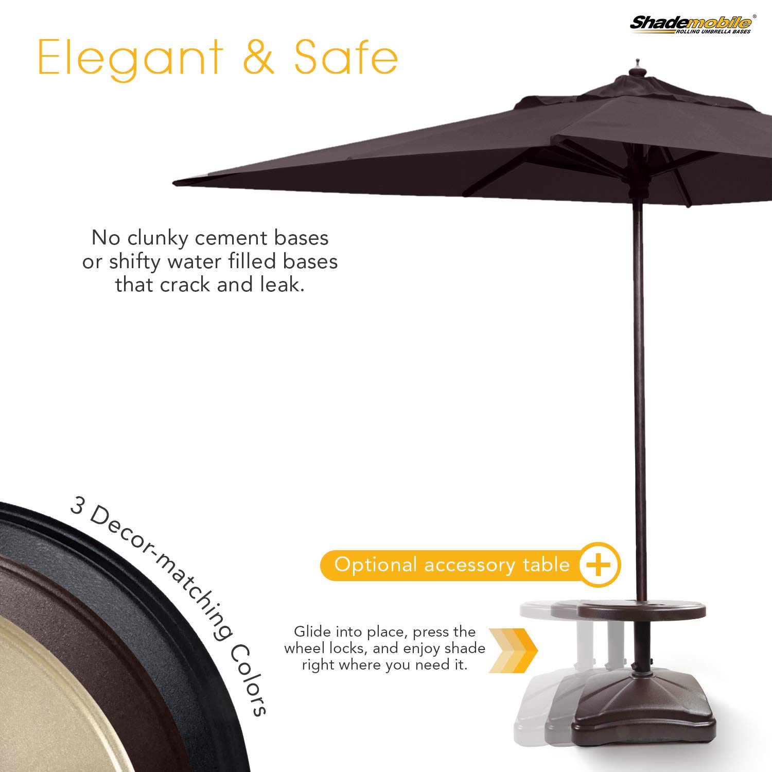 Heavy Duty Outdoor Umbrella Stand with Rolling Base - Supports Up to 125lbs, Universal Weighted Design for Patio, Deck & Commercial Use | Mobile Sun Shade with Hidden Wheels | Perfect for Poolside, Backyard, Restaurant & Outdoor Events | Bronze, Black, Sandstone
