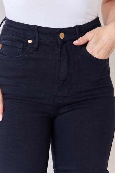 Judy Blue High Waist Tummy Control Bermuda Shorts for Women - Comfortable Stretch Denim Shorts for Summer, Casual Wear & Vacation Outfits