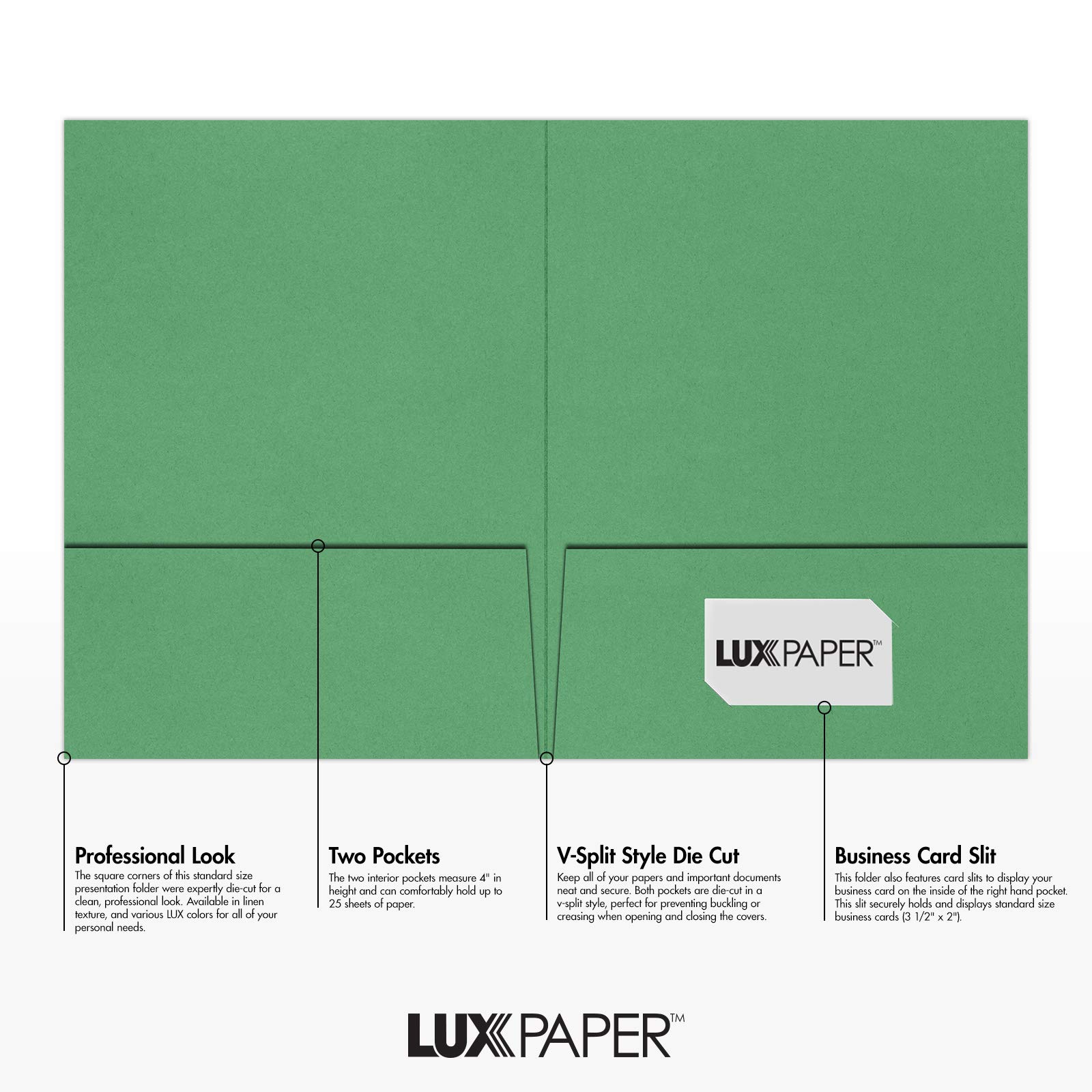 Premium 9 x 12 Presentation Folders - 100 lb. Holiday Green with 2 Pockets - Holds Standard 8.5 x 11 Paper - Ideal for Professional Documents, Brochures, School Reports - 50 Pack (Green) - Perfect for Office, School, Business Meetings & Document Organization
