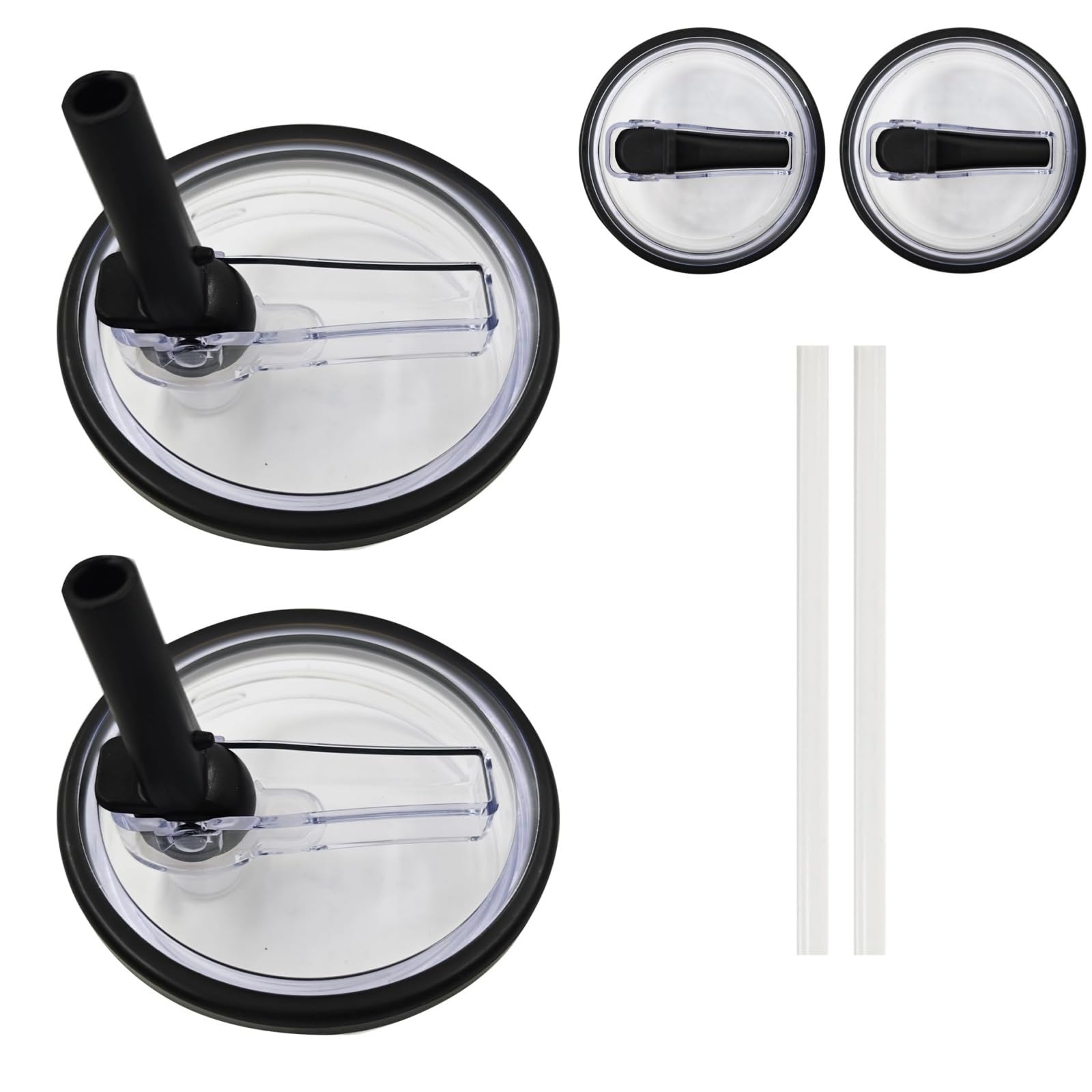 2 Pack 40oz Replacement Flip Straw Lid for Stanley Quencher & HydroJug Traveler Tumblers - Spill Proof, Splash Resistant Reusable Tumbler Cover - Perfect for Travel, Gym, Office & Outdoor Activities (Black)