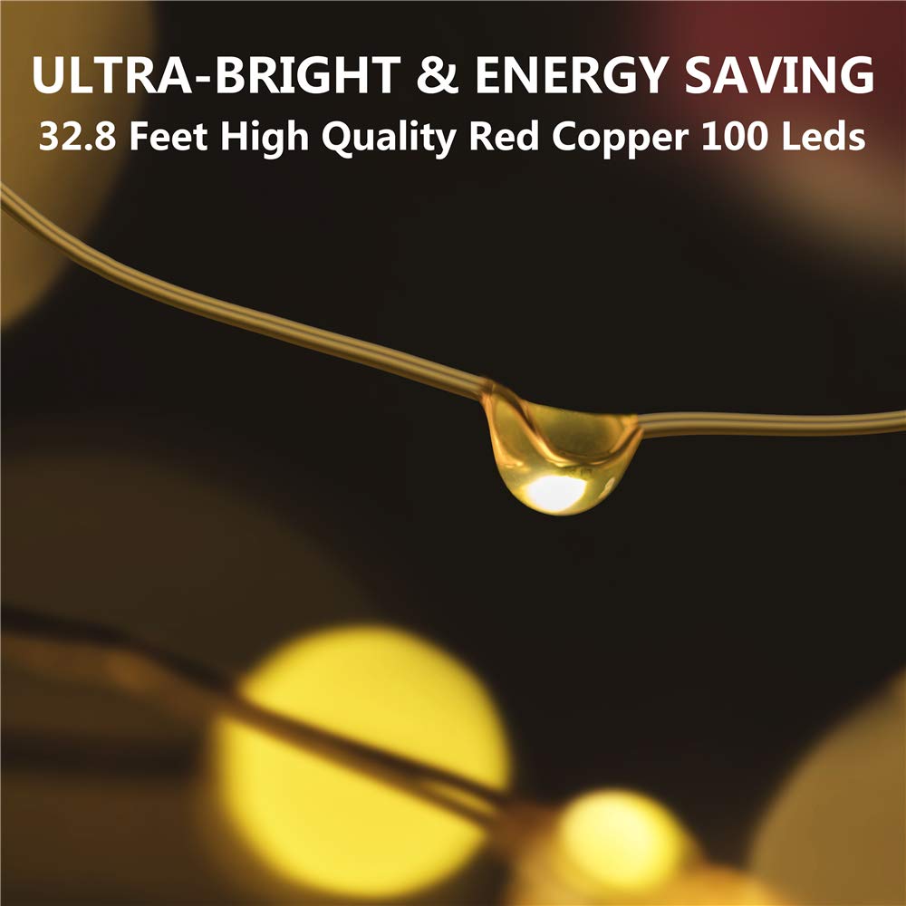 TingMiao 33ft 100 LED Fairy String Lights with Remote - Battery Operated Waterproof Copper Wire Lights for Indoor Decor, Bedroom, Wedding, Party & Christmas Decoration