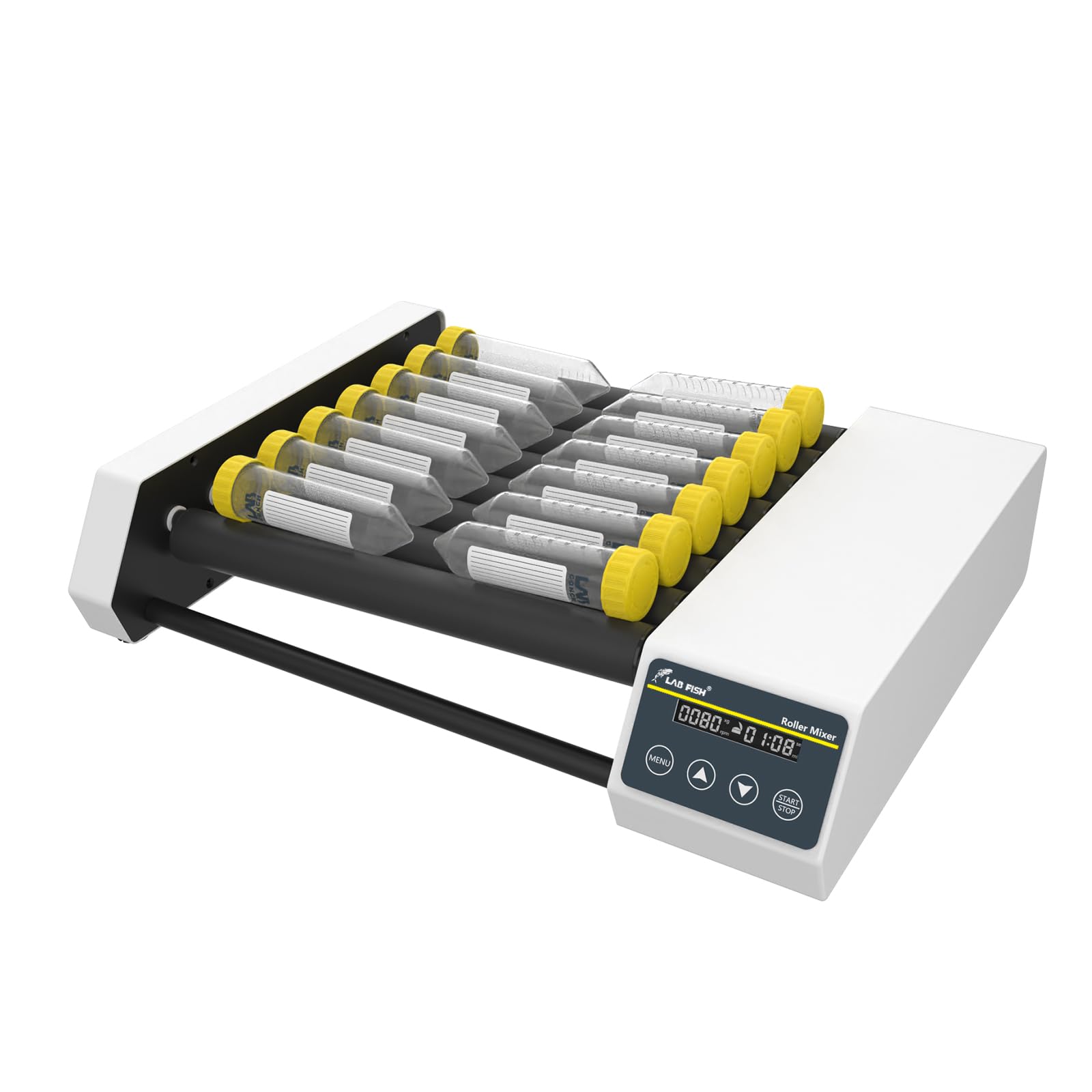 LAB FISH Digital Tube Roller Mixer - Adjustable Speed 20-80 RPM, 8 x 11