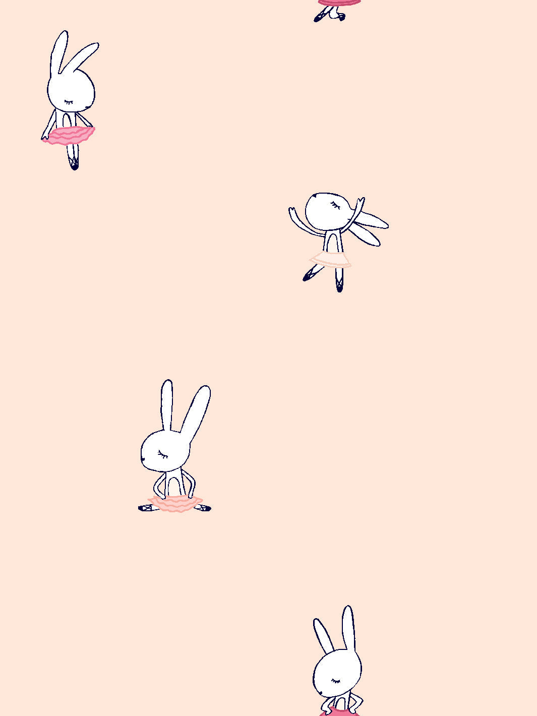 Ballet Bunnies Wallpaper by Tea Collection - Peach Floral Nursery Decor for Girls Room & Baby Shower Gifts