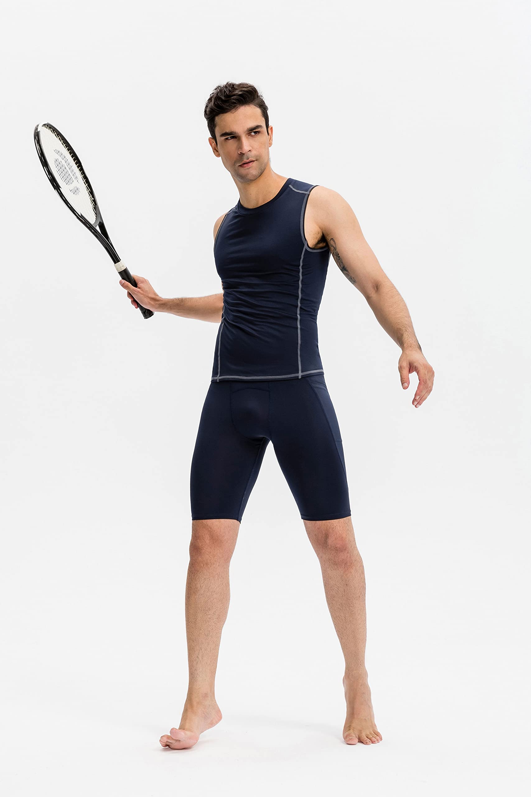 **Men's Compression Shorts with Pockets - Moisture-Wicking Running Underwear for Workout & Athletic Training - Perfect for Gym, Jogging, and Sports Activities**