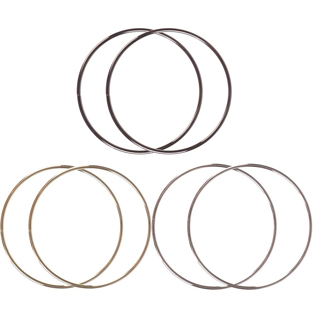 Kekafu 6-Pack Round Iron Purse Handles for Handmade Bags - 6 Inch (Black, Gold, Silver) | DIY Handbag Replacement Handles for Tote, Clutch & Crossbody Bags