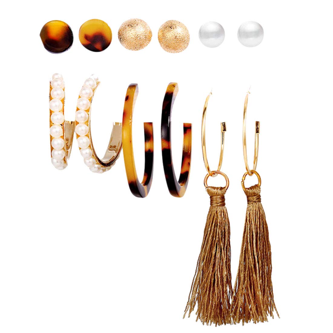 Trendy Pearl Earrings for Women - 6 Pairs Multi-Design Stud & Dangle Earrings Set (JG-PC-ERG-176) | Perfect for Parties, Weddings & Everyday Wear