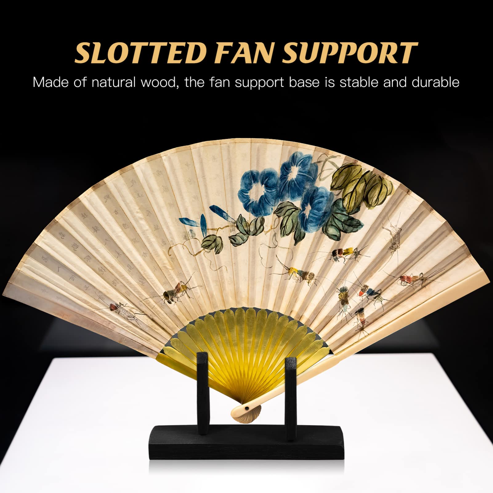 Japanese Hand Fan Display Stand - Wooden Fan Holder Rack for Collectible & Decorative Fans - Perfect for Home Decor, Themed Parties & Asian Cultural Events