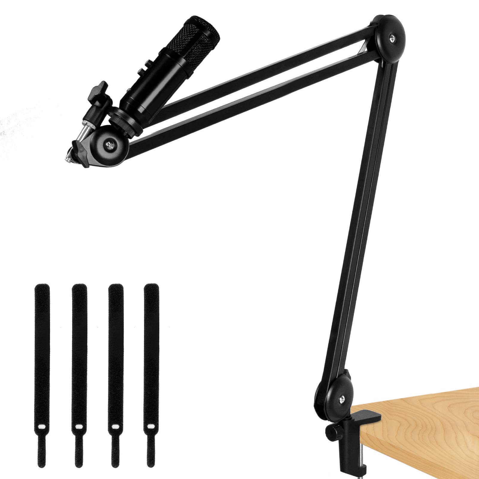 Adjustable Microphone Stand with Suspension Boom & Built-in Spring - Compact Scissor Mic Arm for Studio Recording, Podcasting, Streaming & Voice-Over (Perfect for Home Studios & Professional Broadcasts)