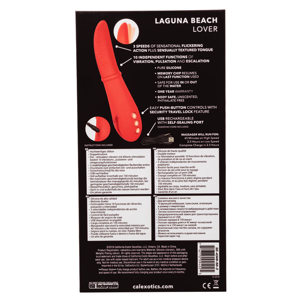 California Dreaming Laguna Beach Lover Clitoral Licking Vibrator - Powerful G-Spot Stimulator for Women, Rechargeable Waterproof Adult Toy - Perfect for Couples Play & Solo Pleasure