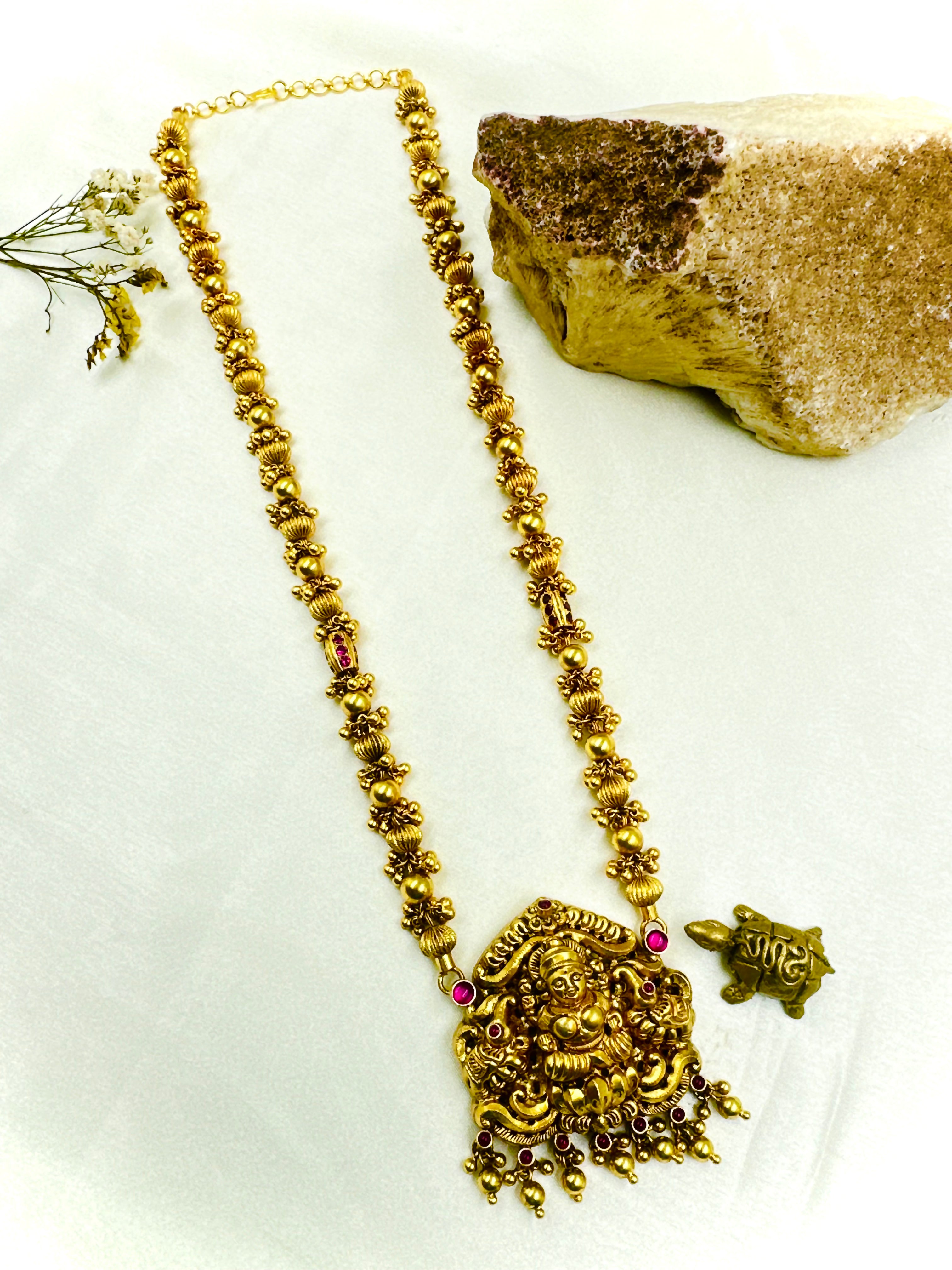 Antique Nakkasi Silver Lakshmi Goddess Pendant Necklace for Women - Perfect for Weddings, Festivals & Spiritual Ceremonies