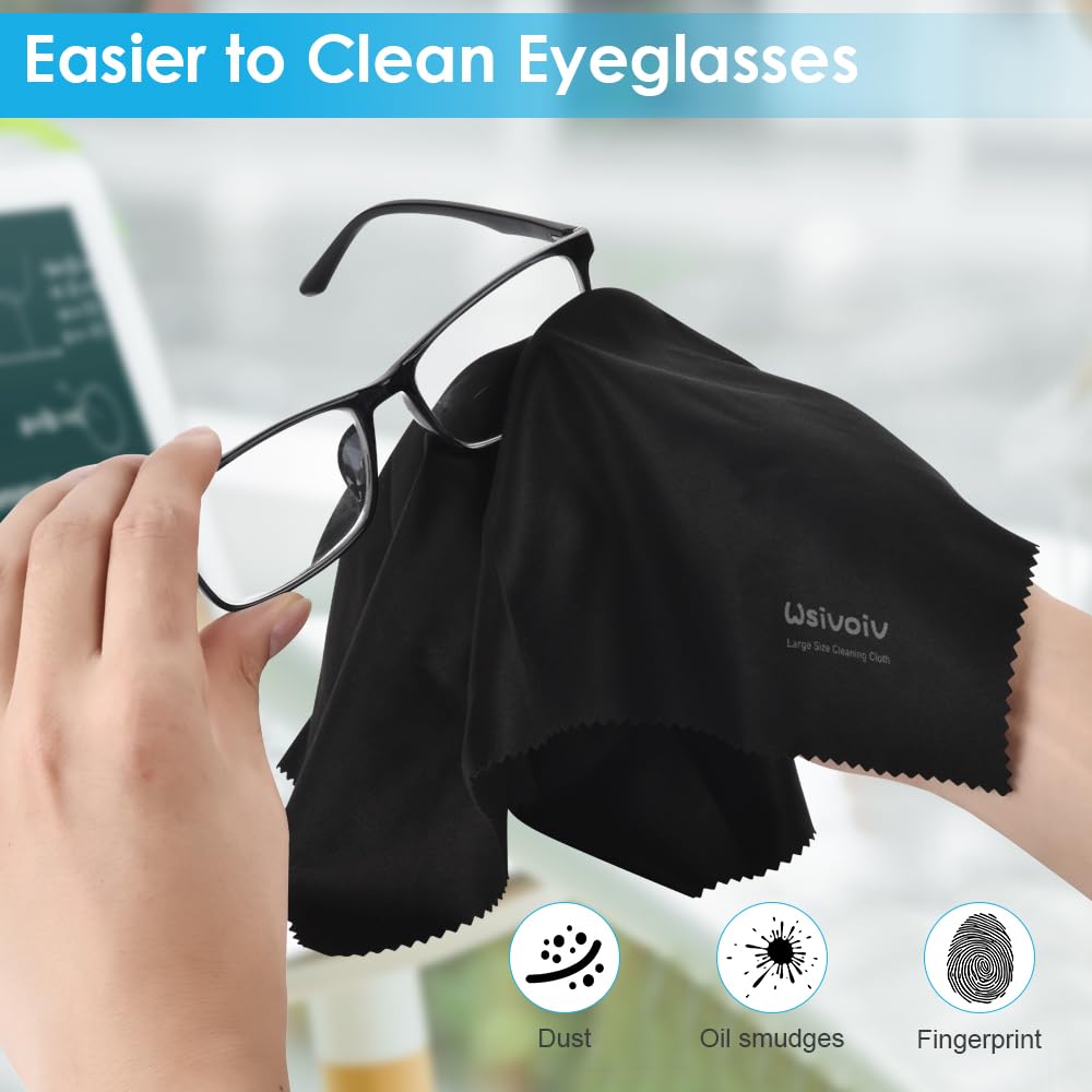 6PCS Premium Microfiber Eyeglass Cleaning Cloths - 12x12 Inches, Individually Wrapped for Glasses, Lenses, TV & Laptop Screens - Anti-Scratch & Easy Grip Design - Perfect for Home, Office, Travel & Daily Eyewear Care