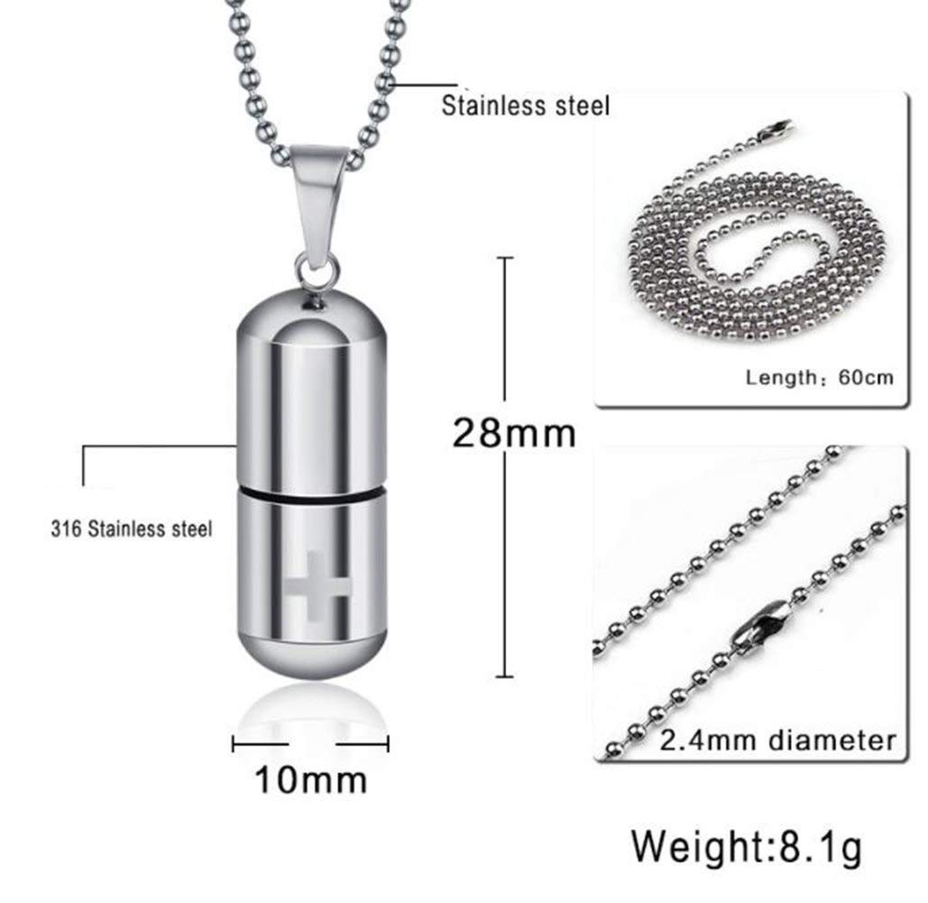 Medical Alert ID Pendant Necklace for Men & Women - Stainless Steel Emergency Pill Case & Tube Holder - Perfect for Seniors, Travel & Daily Safety