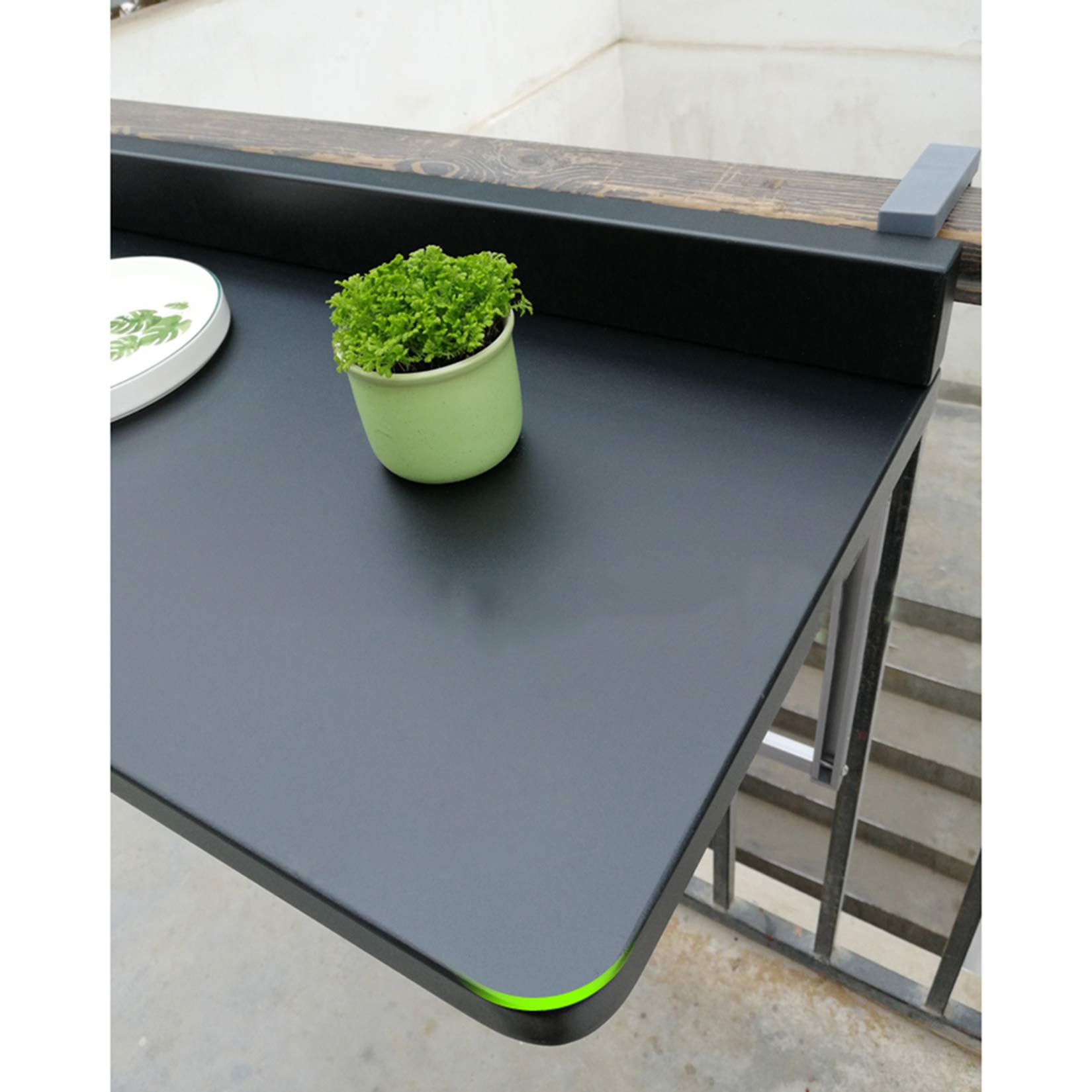Outdoor Side Tables - Foldable Hanging Balcony Railing Table with Adjustable Height for Deck, Patio & Garden - Perfect for Laptop, Dining & Bar Counter Use