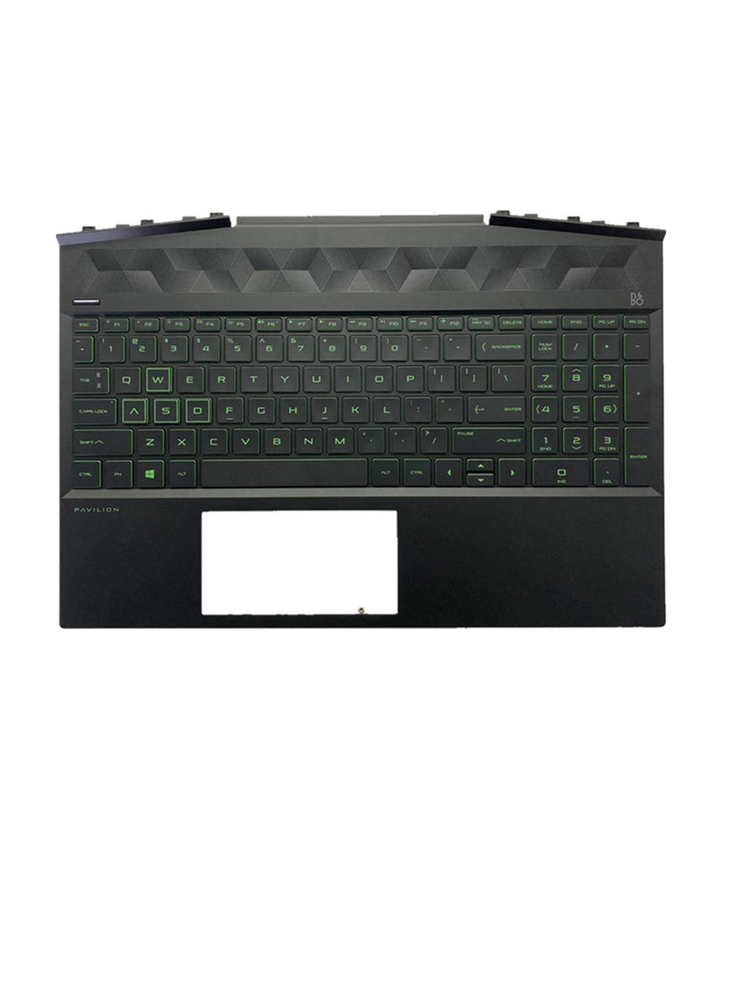 Original HP Gaming Pavilion 15-DK0126TX L57593-001 Upper Case Palmrest with Green Backlit Keyboard Replacement - Compatible with HP 15-DK Series Laptops - Perfect for Gaming & Office Use