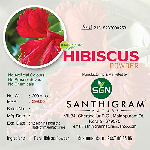 Organic Hibiscus Powder for Hair & Skin Care - 200g | Natural Hair Growth & Glowing Skin Solution | Perfect for DIY Beauty Masks & Hair Treatments