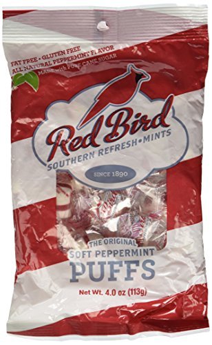 Red Bird Peppermint Puffs - 4.0 Oz Bag of Classic Hard Candy | Perfect for Holiday Stockings, Office Treats & Christmas Party Favors
