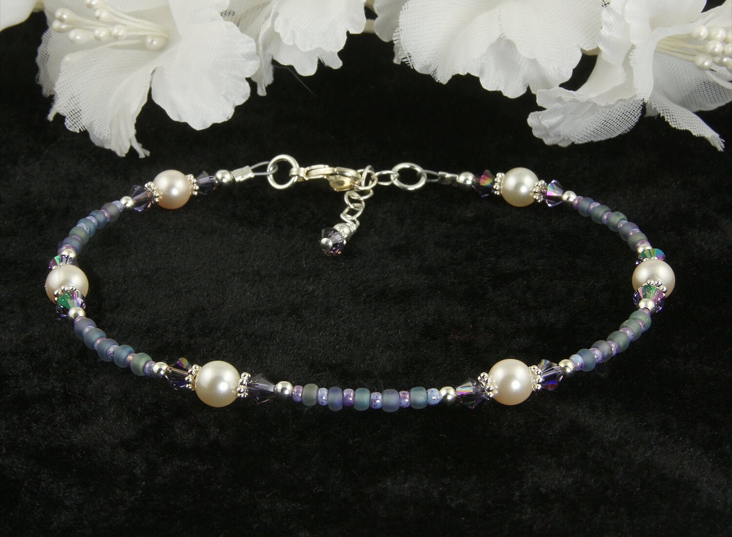 Atlantic Blue Pearl Beaded Anklet - Elegant Handmade Ankle Bracelet for Women | Perfect for Beach Weddings, Summer Outfits & Boho Fashion