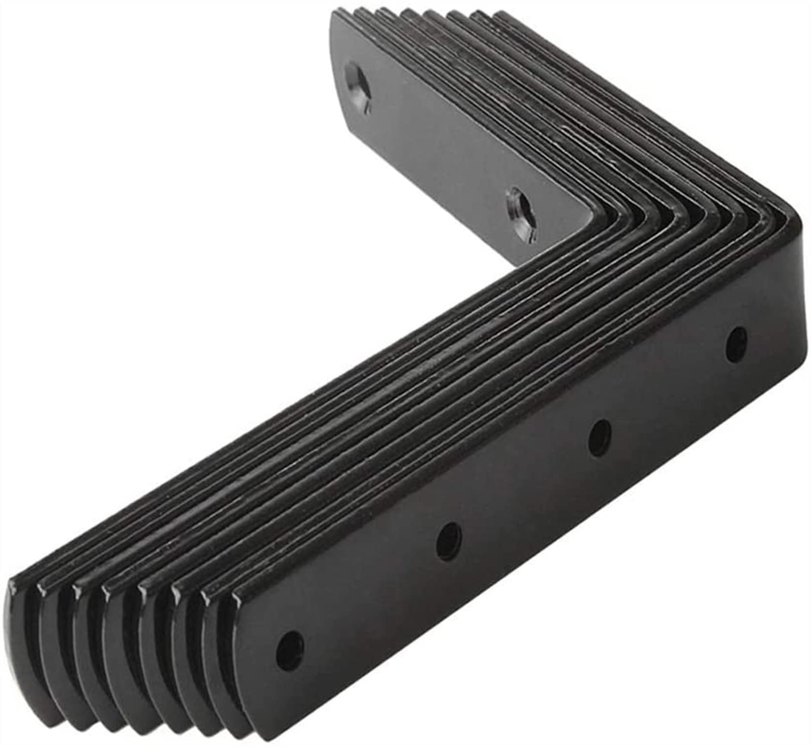 8-Piece Black Angle Iron Wall Bracket - Heavy Duty Right Angle Corner Brace for Shelves, Frames, and Furniture - Perfect for Home DIY Projects and Woodworking Support