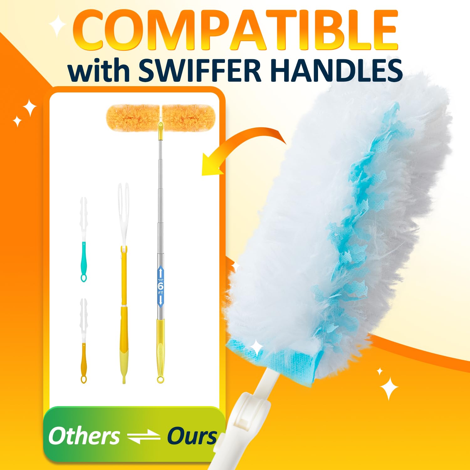 360 Duster Refills for Swiffer - 50 Pack Heavy Duty Multi-Surface Cleaning Pads for Home, Car, Office & Electronics | Dusting Furniture, Baseboards, Ceiling Fans & Hard-to-Reach Areas