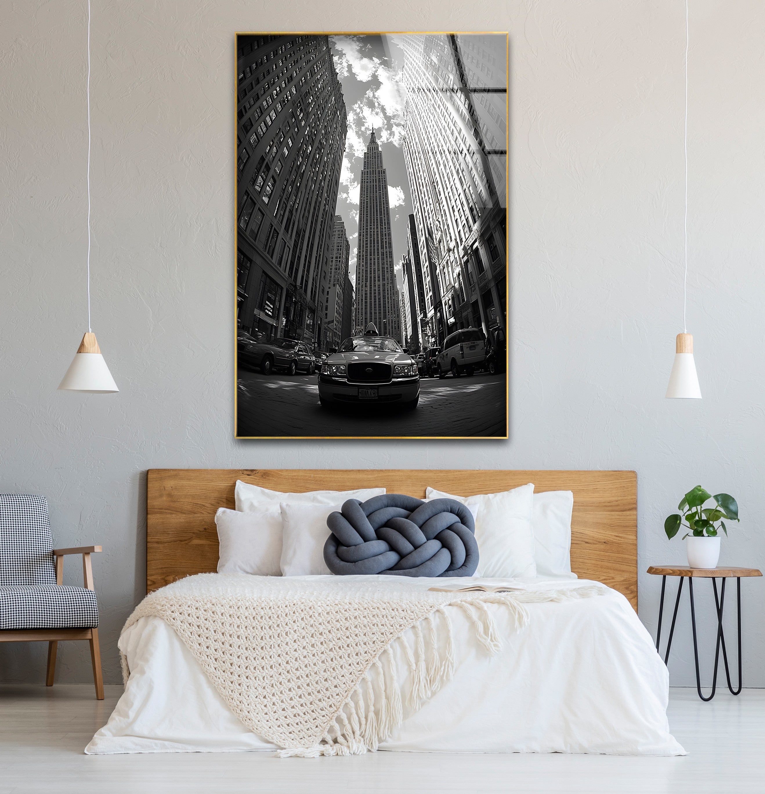 Black and White New York City Skyline Glass Wall Art - Modern Home & Office Decor for Urban Style Enthusiasts