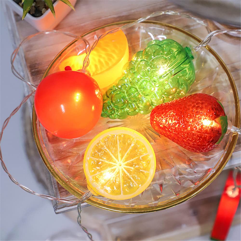Battery Powered Fruit Vegetable String Lights - 20 LED 3M Indoor Outdoor Decorative Lighting for Wedding, Home, Birthday, Garden, Yard, Patio Party Decor (Strawberry, Watermelon, Lemon, Banana) - Perfect for Romantic Ambiance and Festive Celebrations
