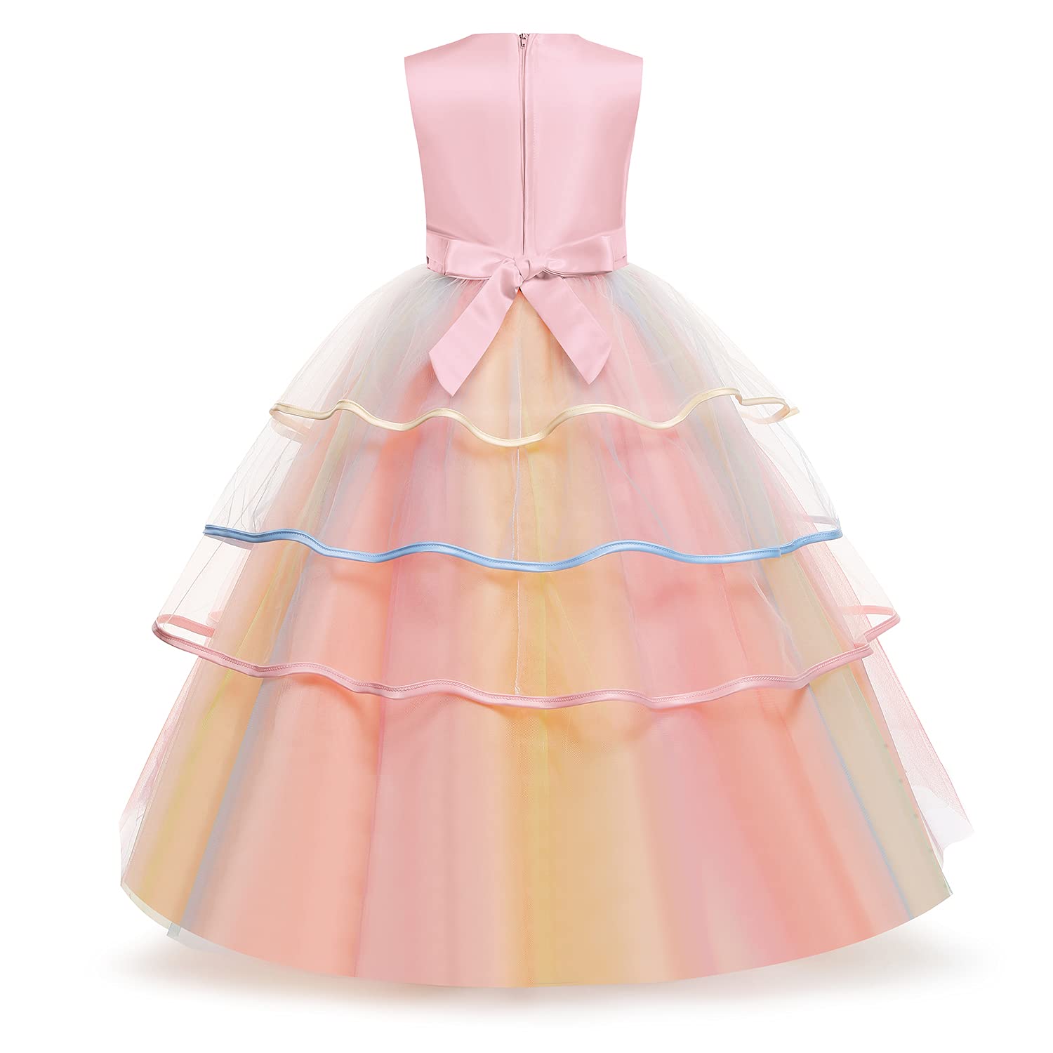 Magical Unicorn Princess Dress for Girls - Sparkly Long Satin Pageant Gown with Matching Unicorn Headband | Perfect for Birthday Parties, Pageants, Halloween & Fantasy Dress-Up