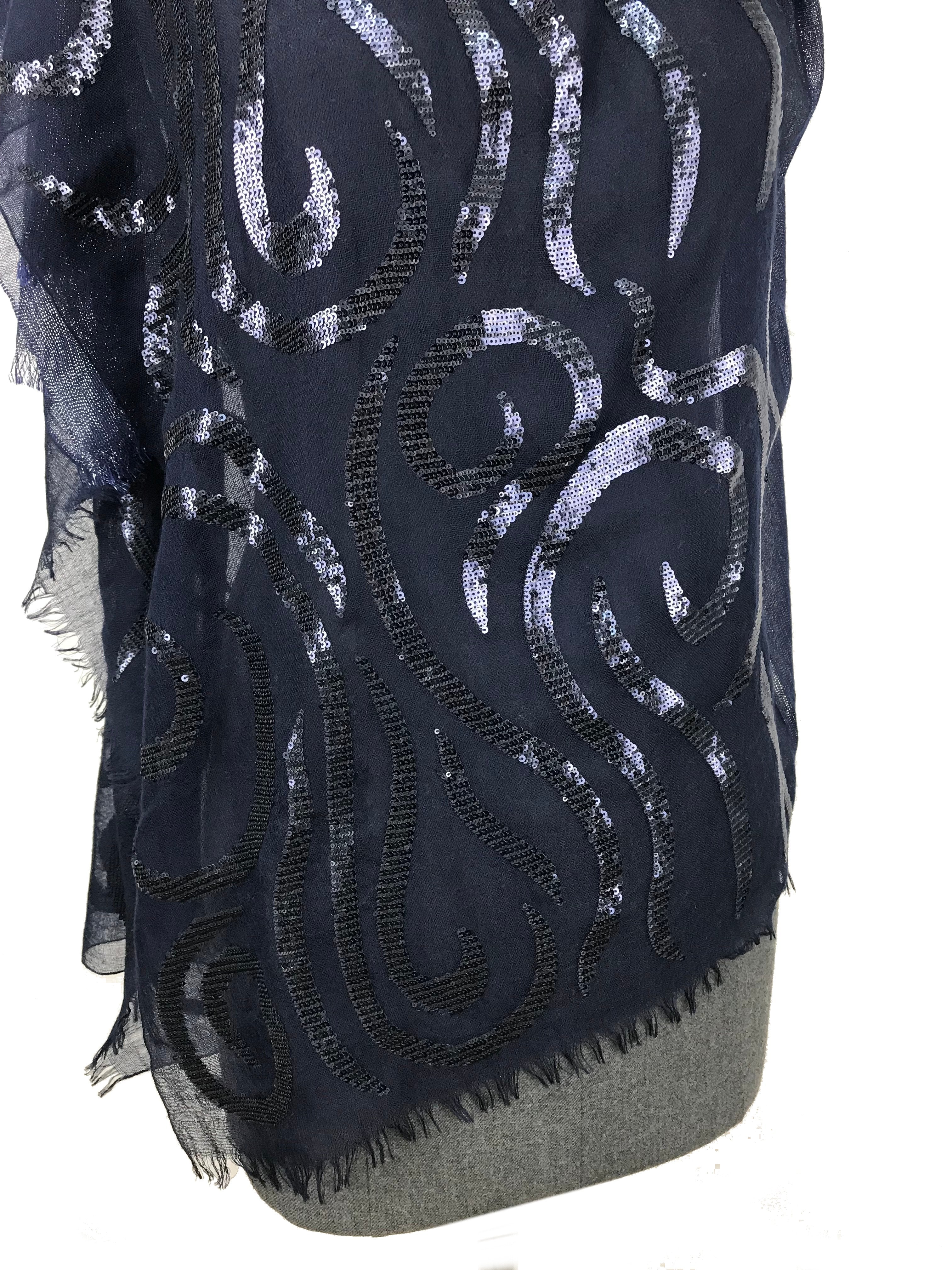 Loro Piana Opposite Sequin Scarf - Luxury Cashmere Shawl for Women, Elegant Evening Wear & Special Occasions