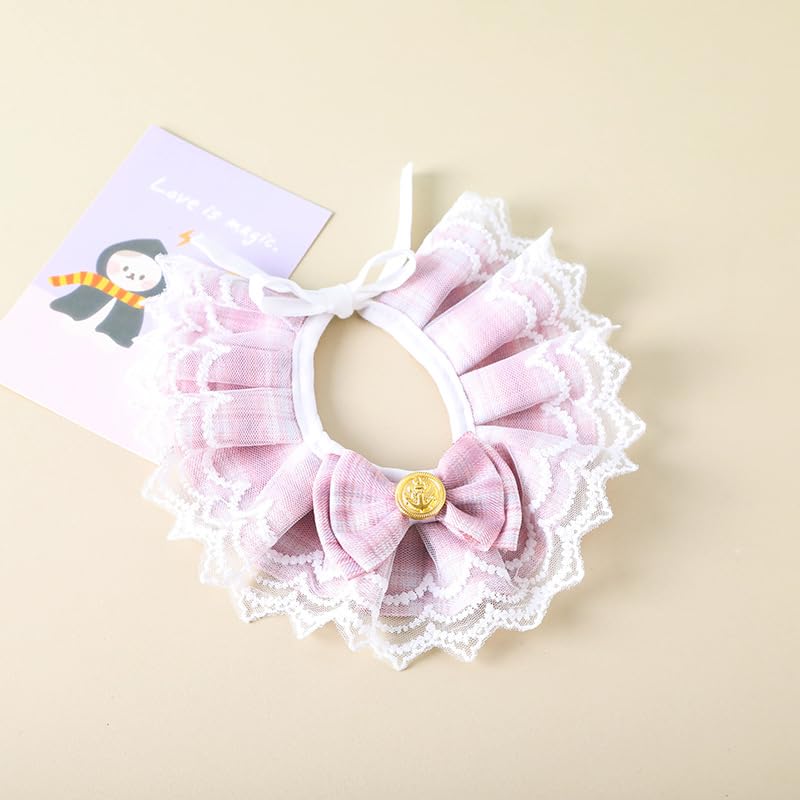 PSK PET MART Birthday Party Costume for Cats & Dogs - Cute Lace Bow Tie Collar for Holidays & Special Occasions | Perfect for Pet Birthday Parties, Christmas & Halloween Celebrations
