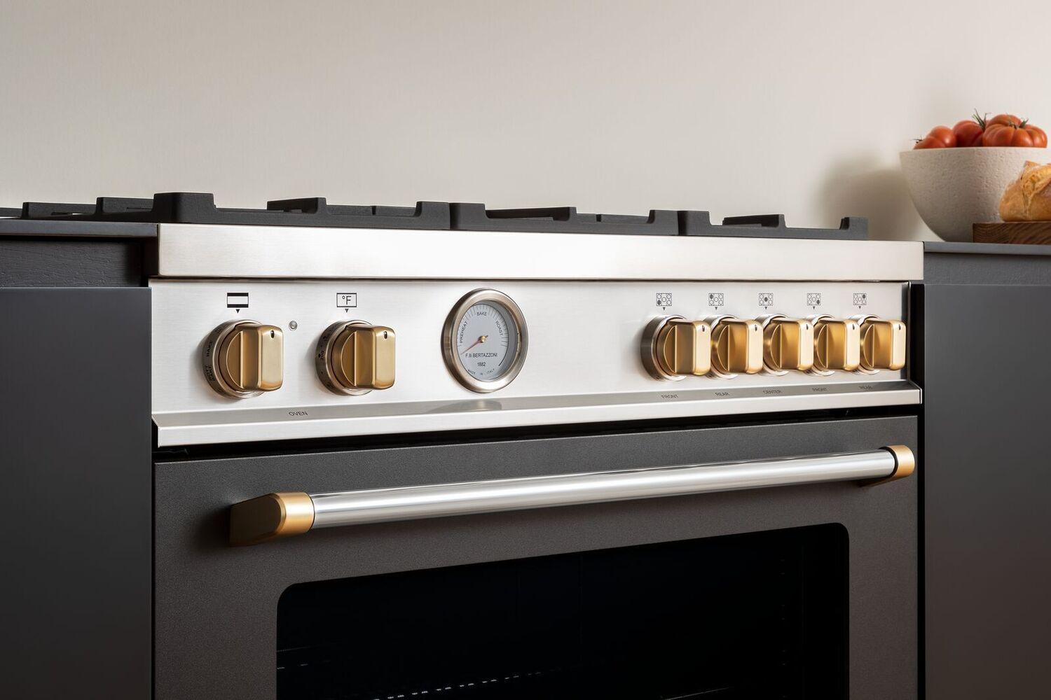 Bertazzoni DSMASGKSG 10-Piece Satin Gold Gas Range Knob Set - Premium Replacement Parts for Gas Stoves & Ranges - Perfect for Kitchen Upgrades & Appliance Repair