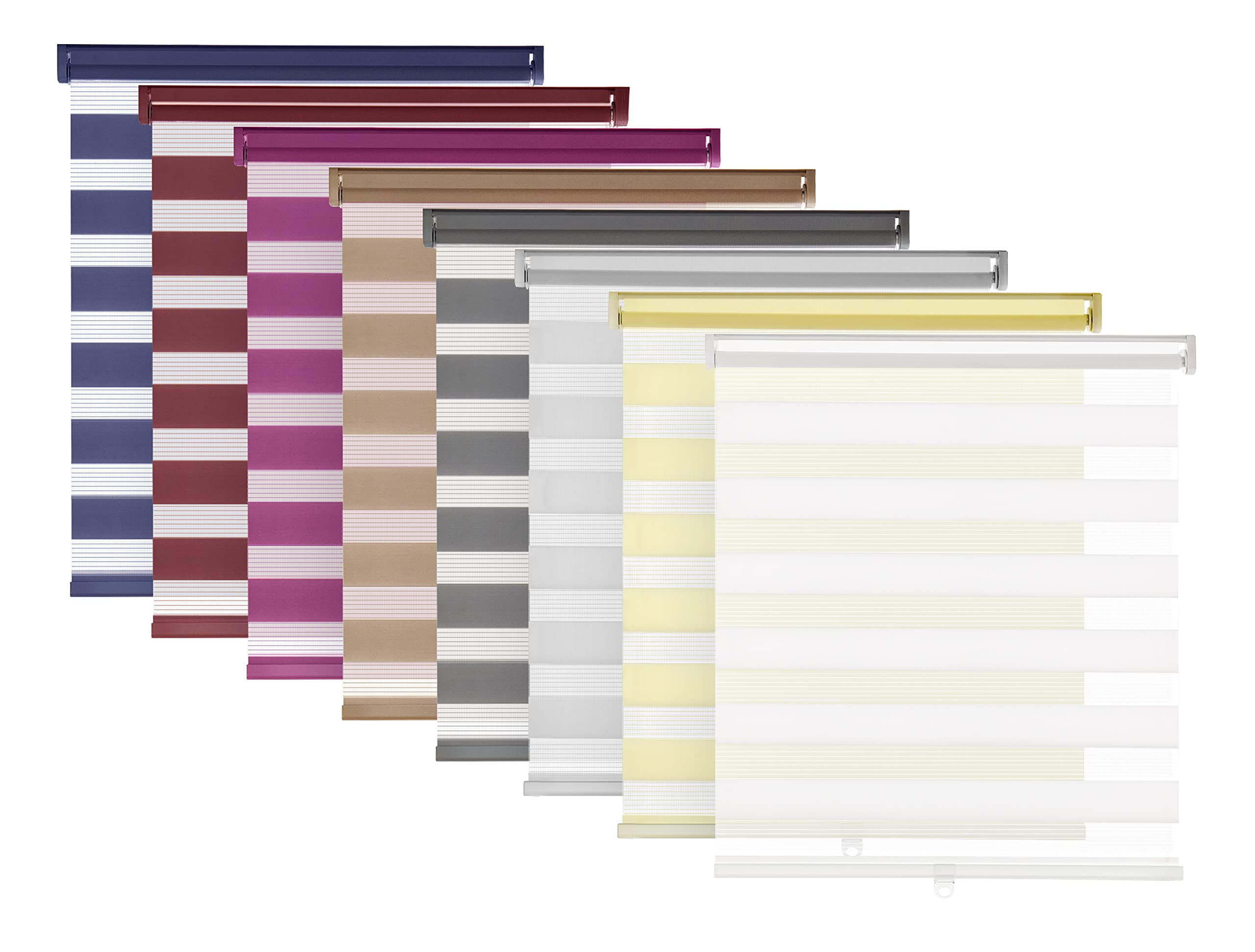No Drill Cordless Zebra Roller Blinds - Light Filtering Dual Layer Polyester Shades for Windows 22