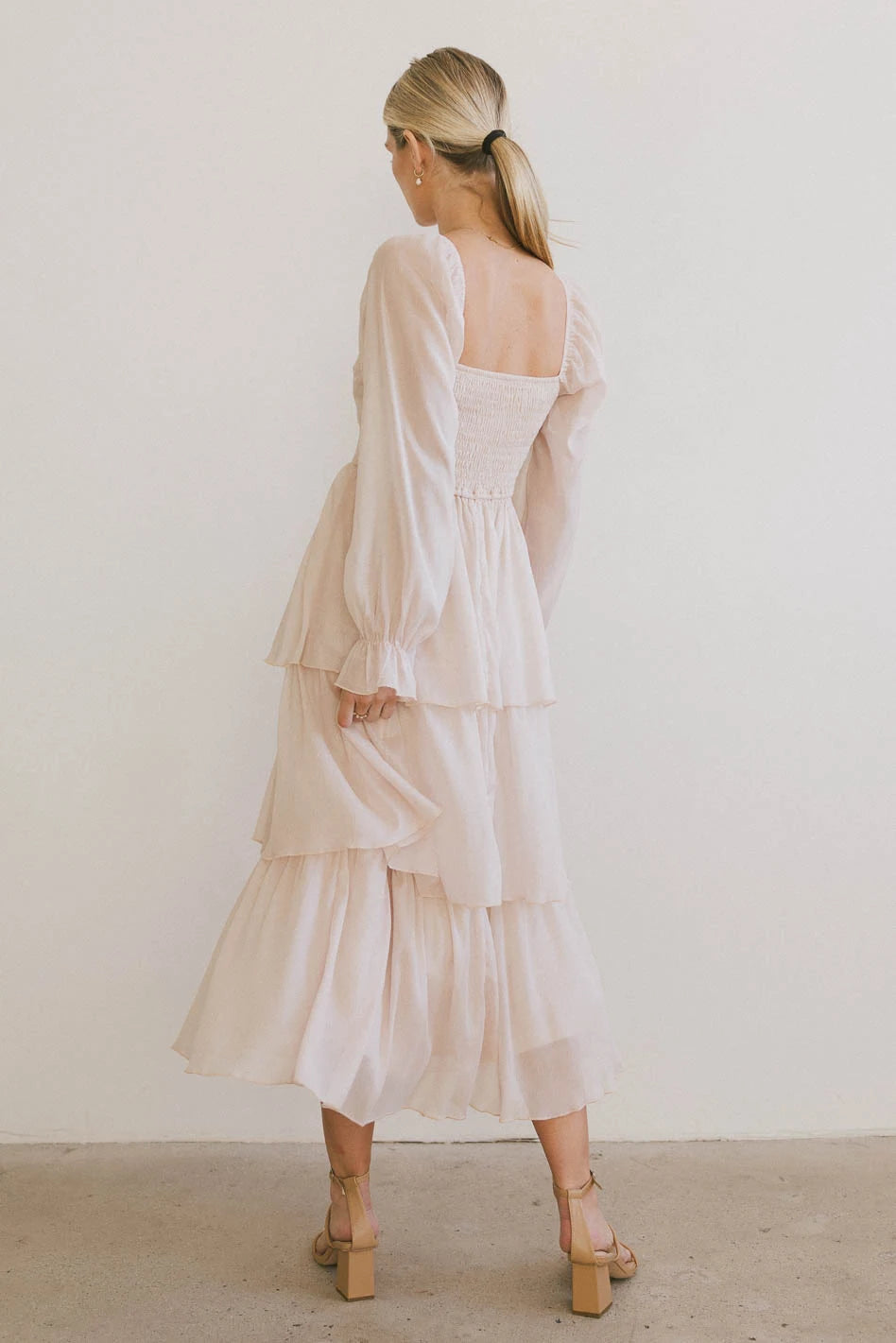 Champagne Shimmery Midi Dress for Women - Elegant Party & Evening Gown for Weddings, Cocktail Dresses, Prom & Special Occasions