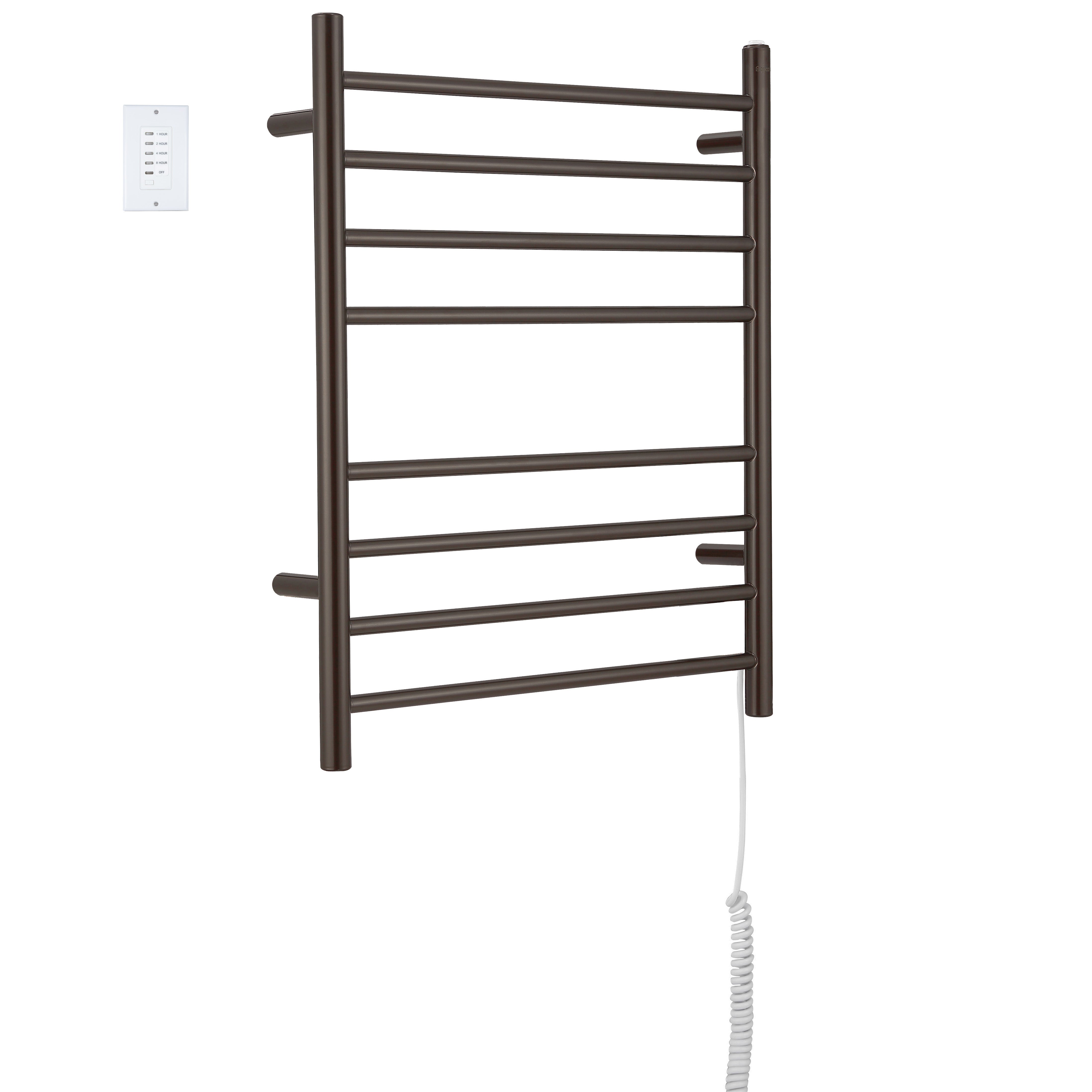 Ancona Prestige Dual 8 Bar Hardwired & Plug-in Towel Warmer - Oil Rubbed Bronze Stainless Steel with Wall Timer | Bathroom Luxury Heated Towel Rack for Spa, Hotel & Home Use