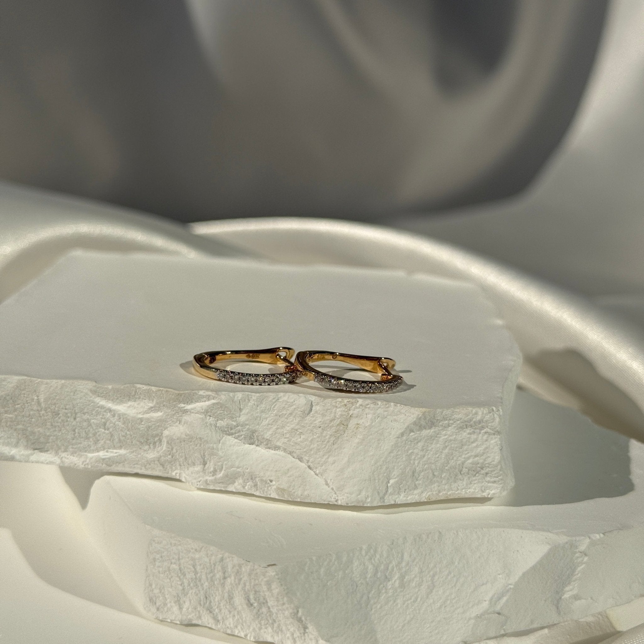 14K Yellow Gold Diamond Hoop Earrings for Women - Elegant Dainty Everyday Hoops for Gifts, Parties & Special Occasions