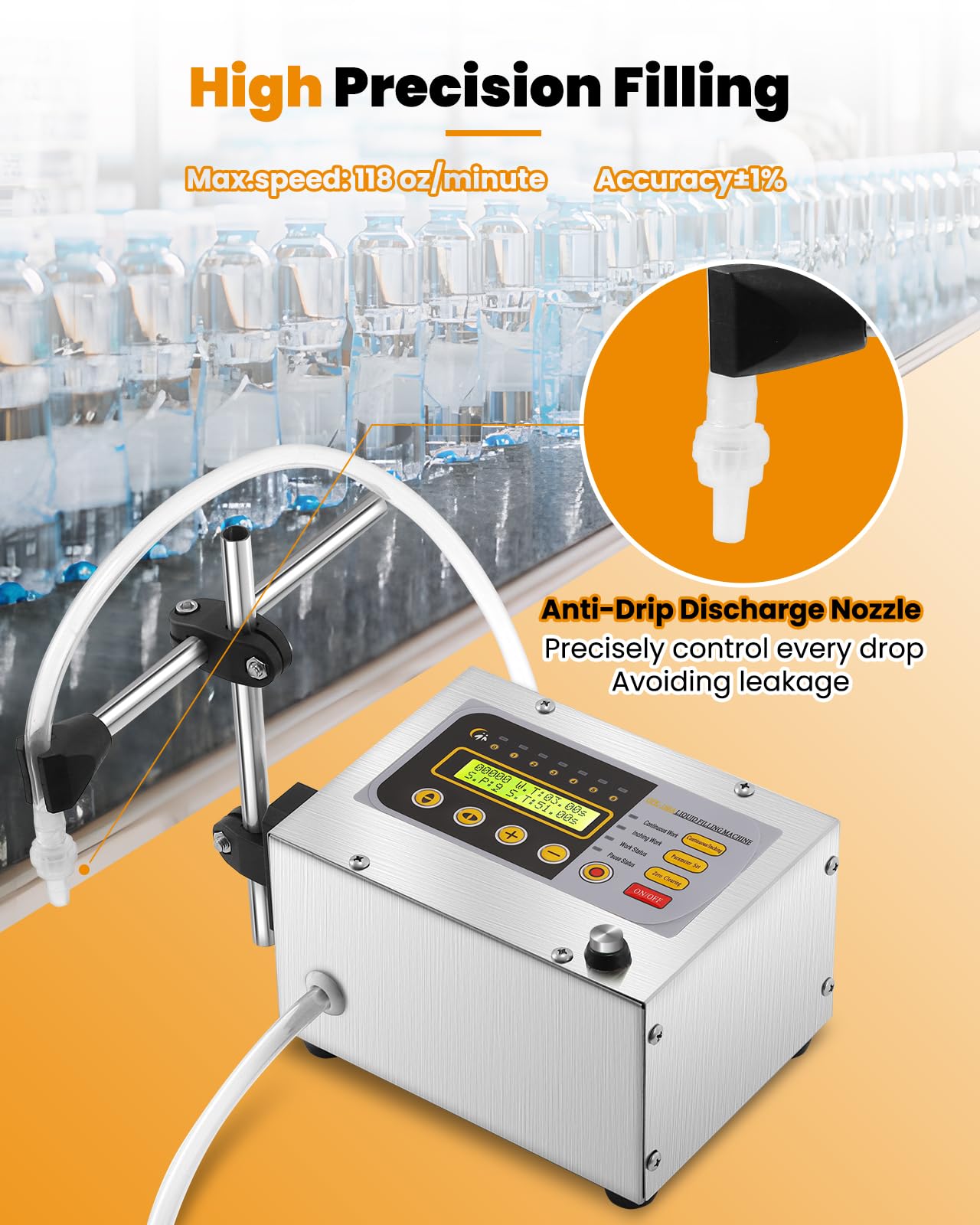 GFK-160A Digital Liquid Filling Machine for 2-118 Oz Bottles - Anti-Drip Nozzle & Diaphragm Pump - Perfect for Cosmetics, Wine, Makeup Remover - Ideal for Small Business & Home DIY Production
